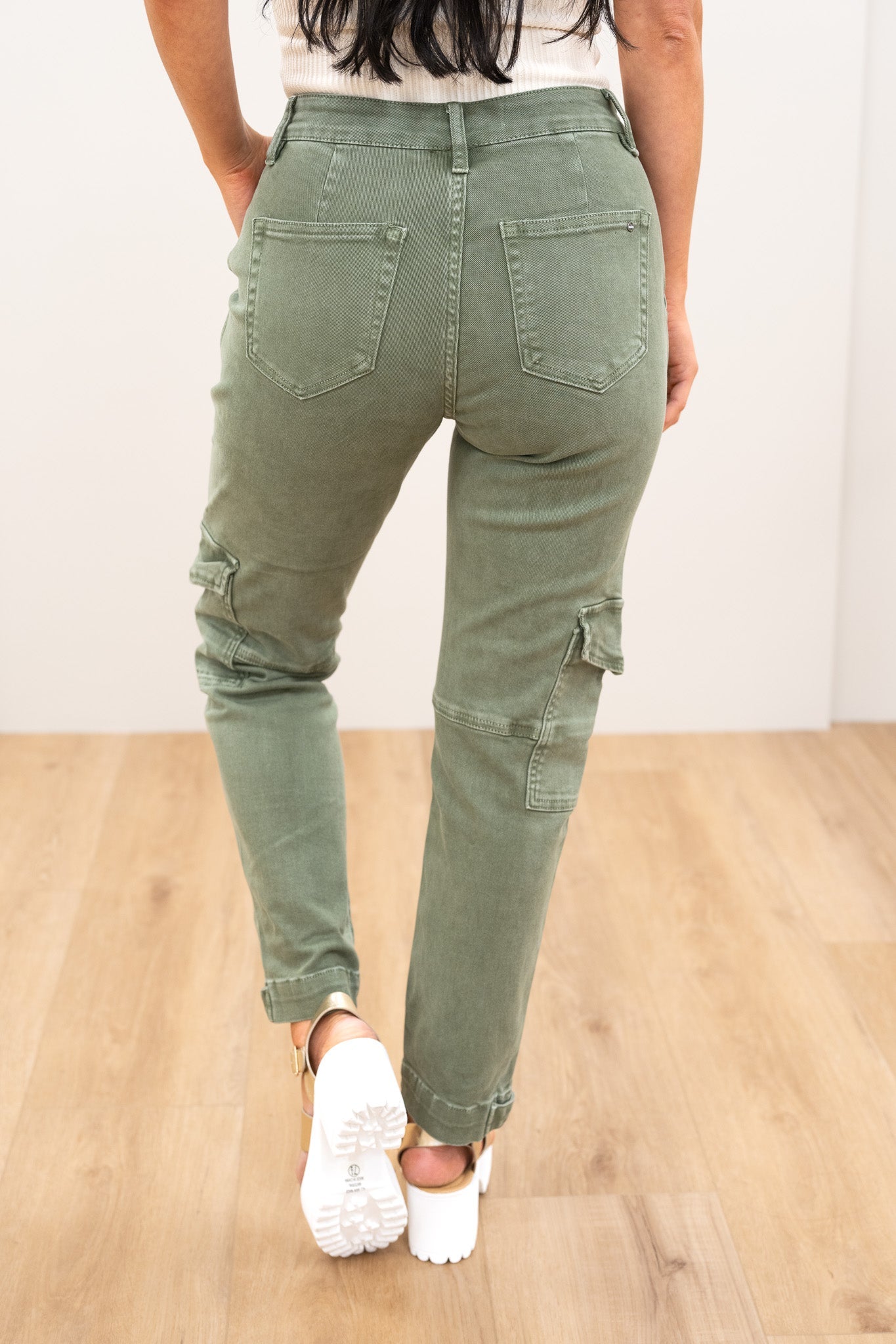 Mica Olive You More Cargo Mom Pants
