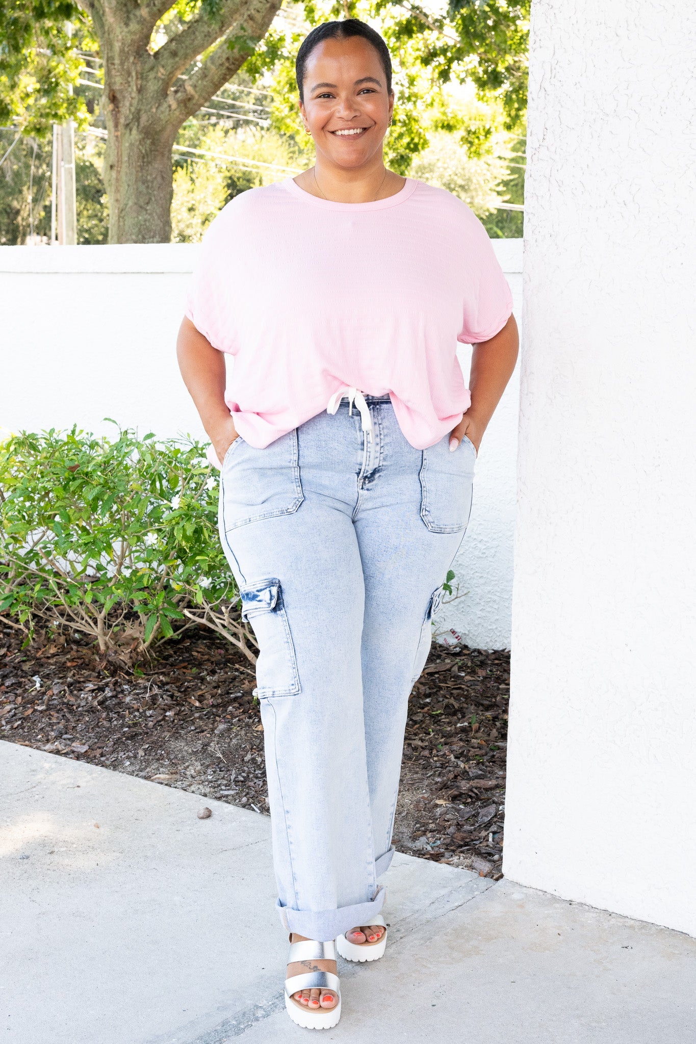 Risen Feeling Lucky High Rise Wide Leg Cargo Jeans