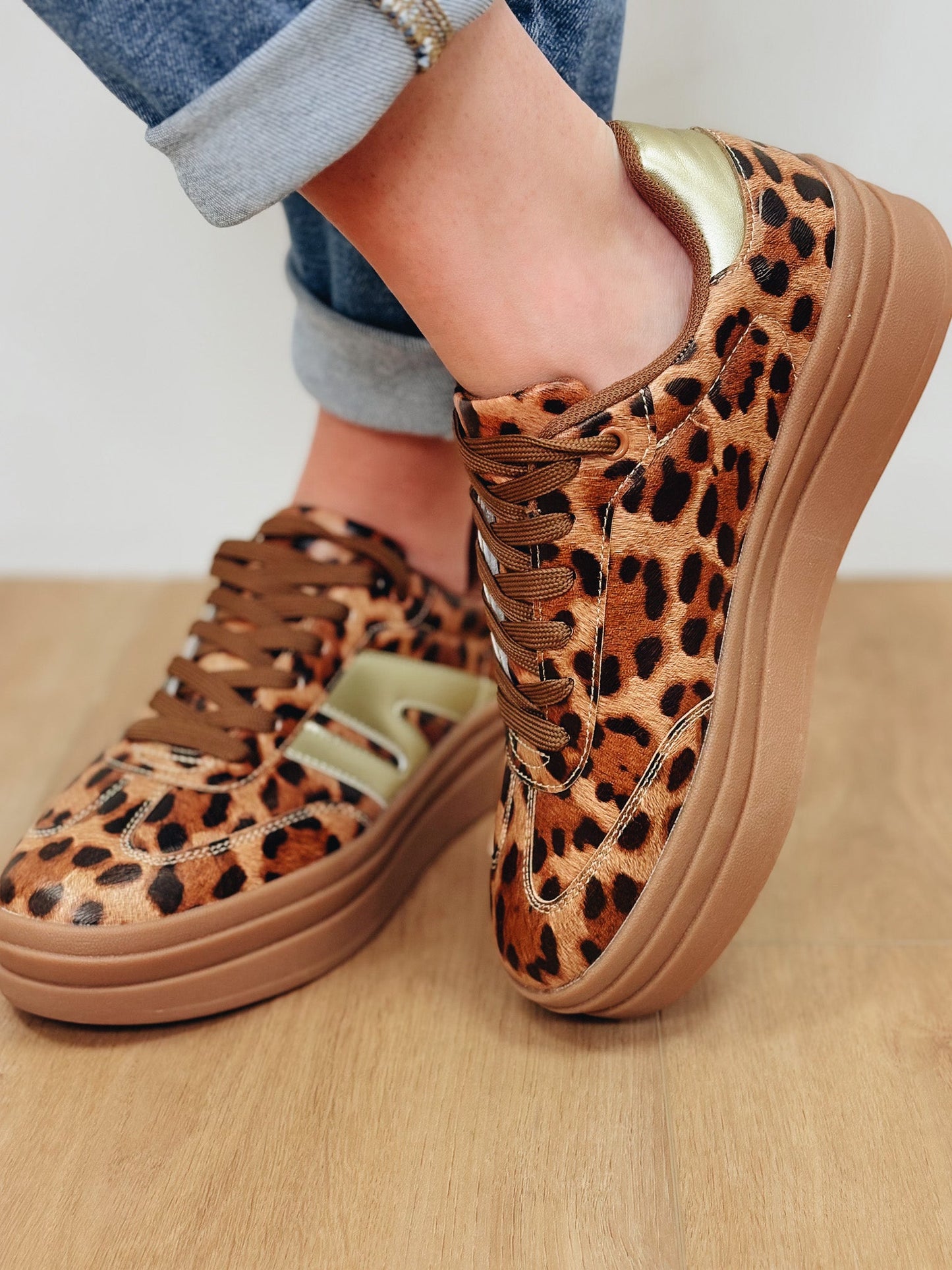 Topping Double Strap Platform Sneakers - Leopard