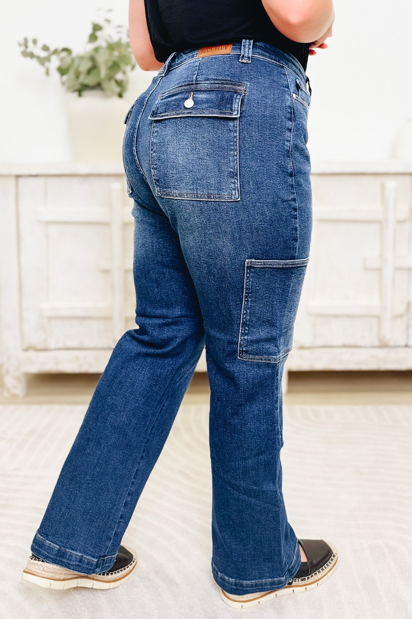 Judy Blue Heidi High Rise Cargo Wide Leg Jeans
