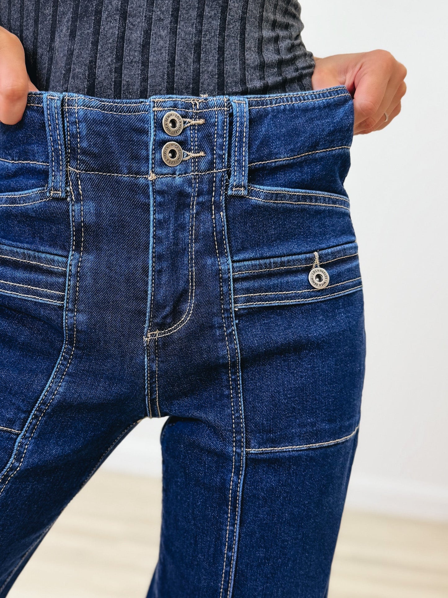 Snatched Back By Mica - High Rise Wide Leg Jeans
