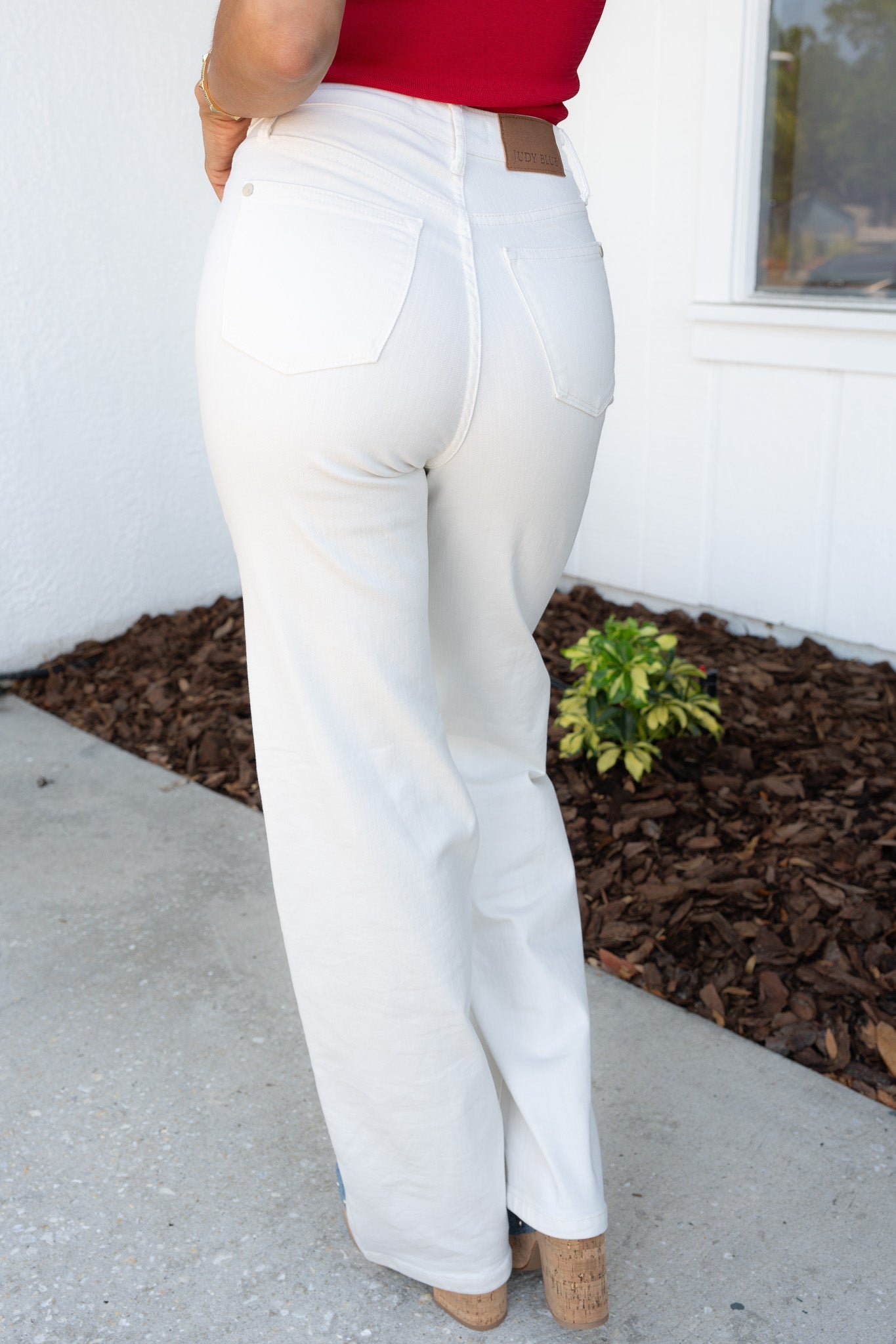 Judy Blue White Horse High Rise Braided Wide Leg Jeans *JB