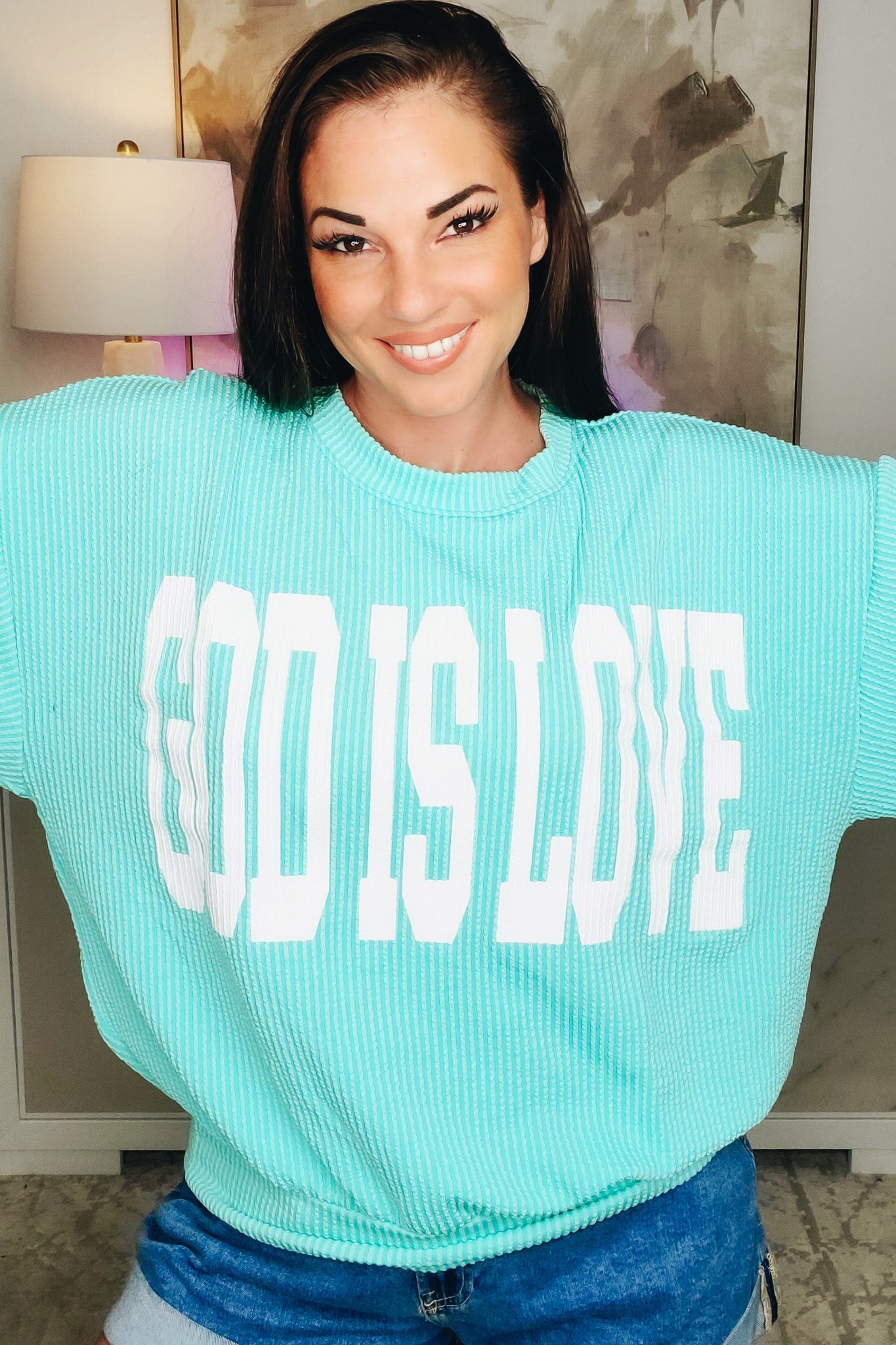God Is Love Sweatshirt - Aqua