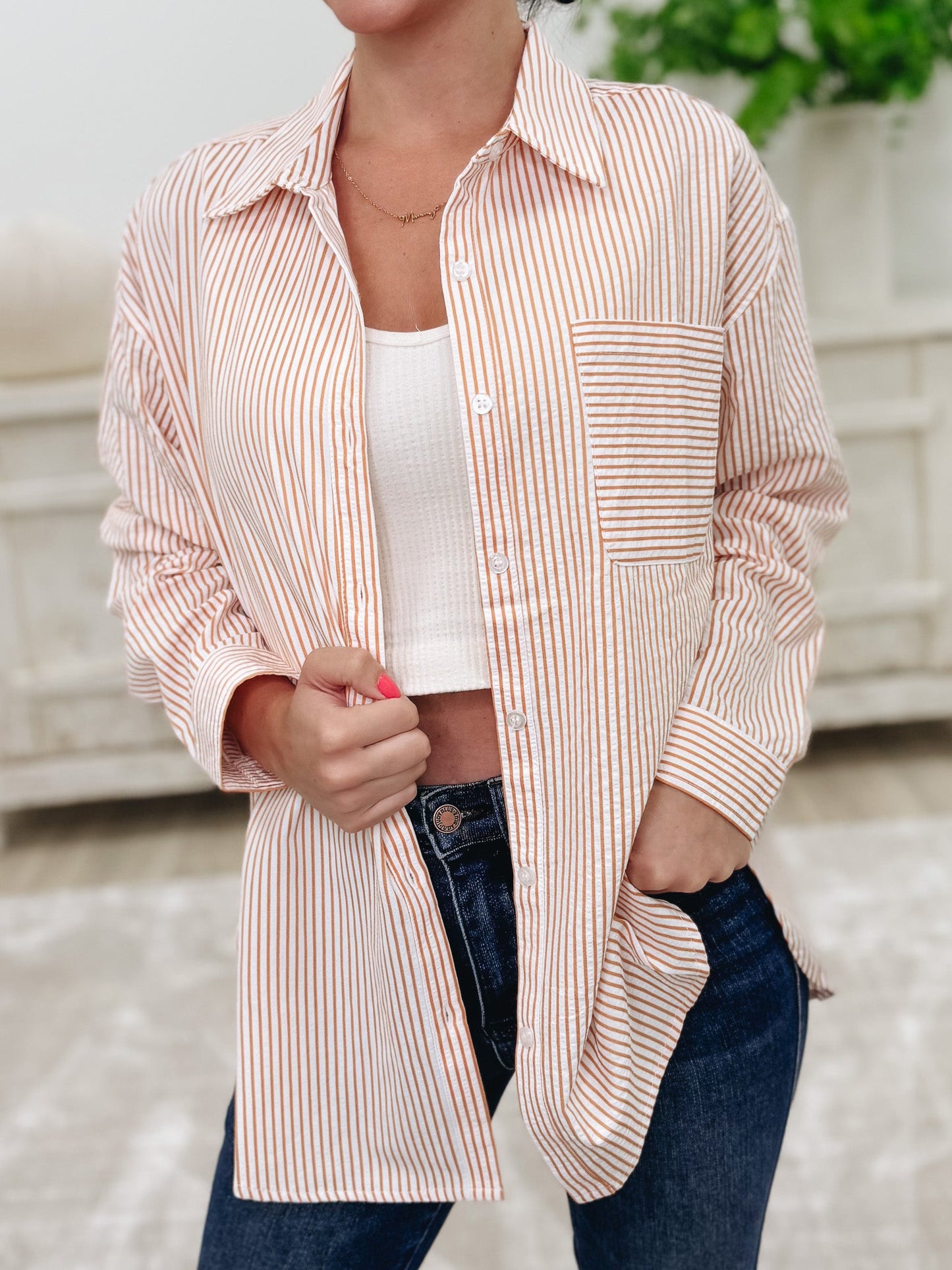 Top Tier Button Down Top - 2 Colors!