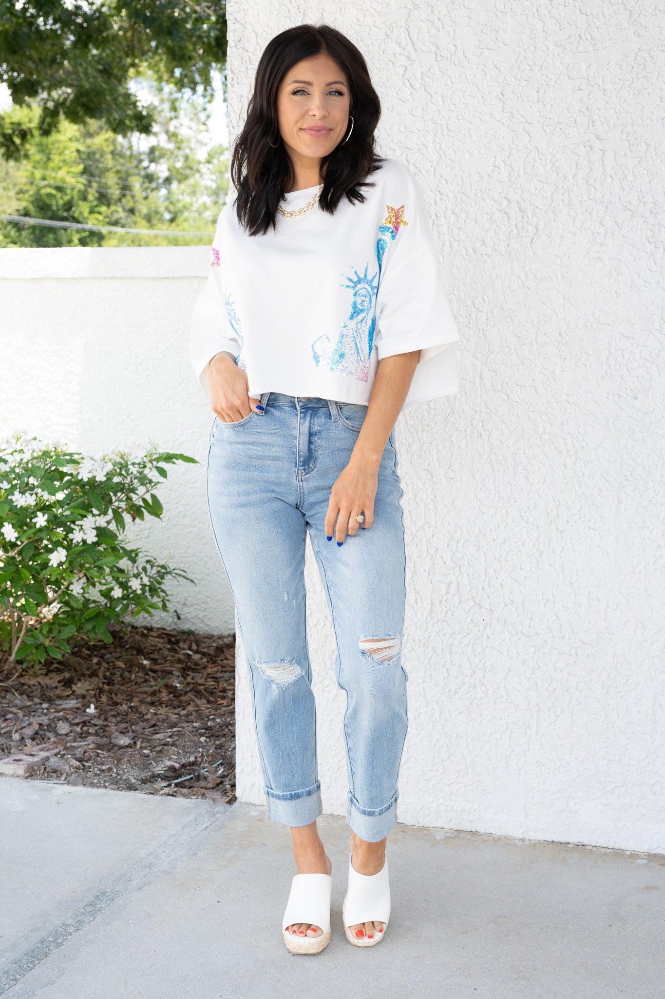 Judy Blue Star Struck Mid Rise Cuff Boyfriend Jeans *JB