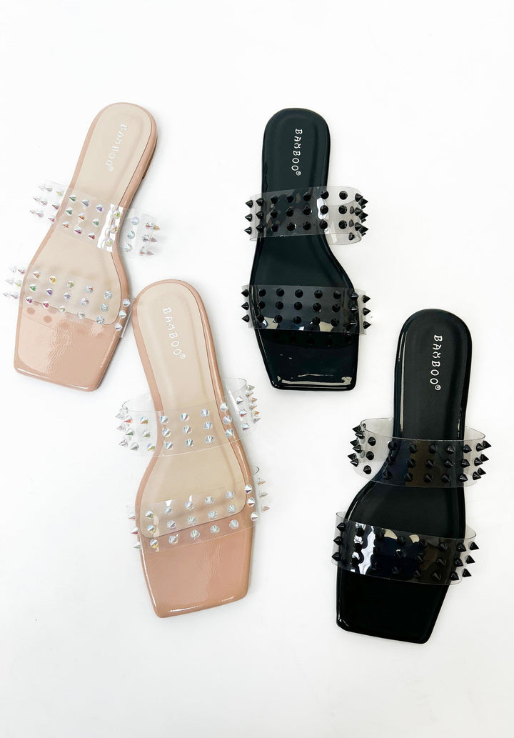 Block Studded Strap Slide Sandals - 2 Colors!
