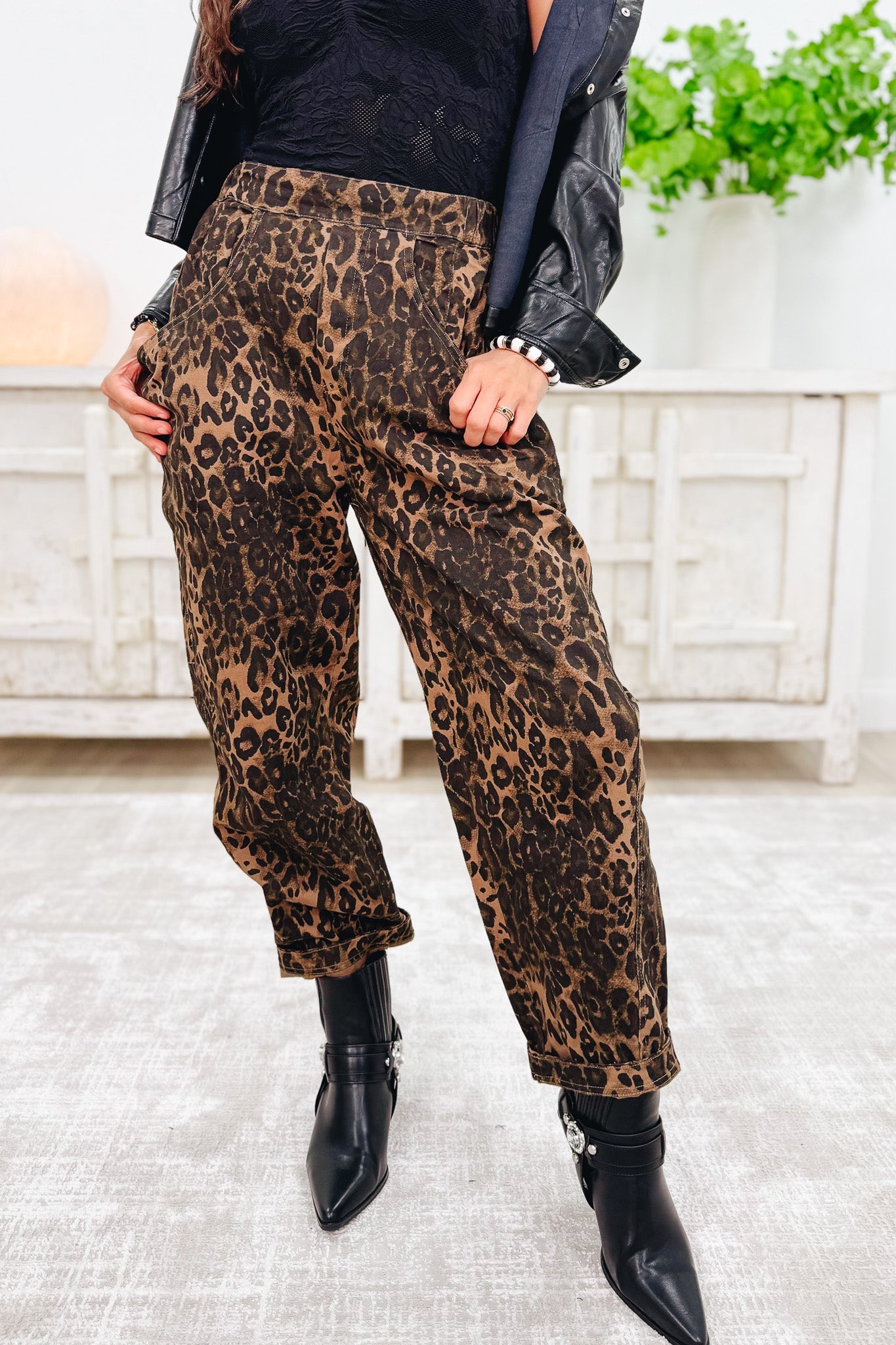 CAT Leopard Barrel Pants