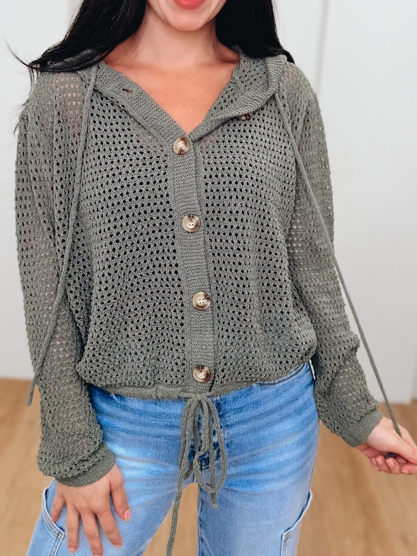 The Soft Escape Hooded Button Down Top - 2 Colors!