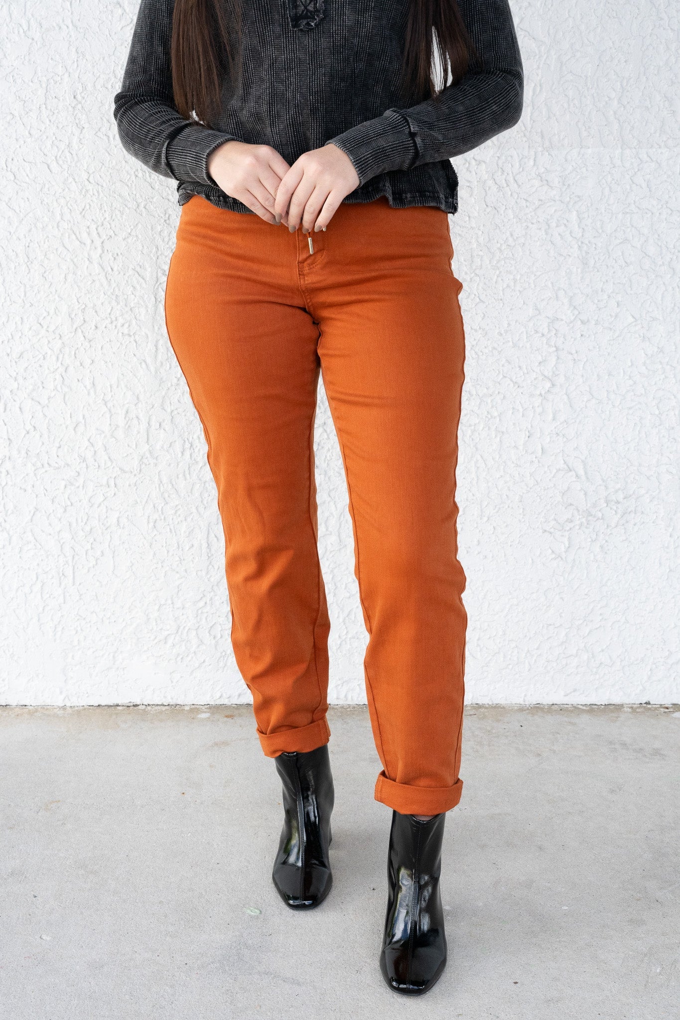 Icing On The Cake By Judy Blue - Auburn Orange Double Cuff Joggers