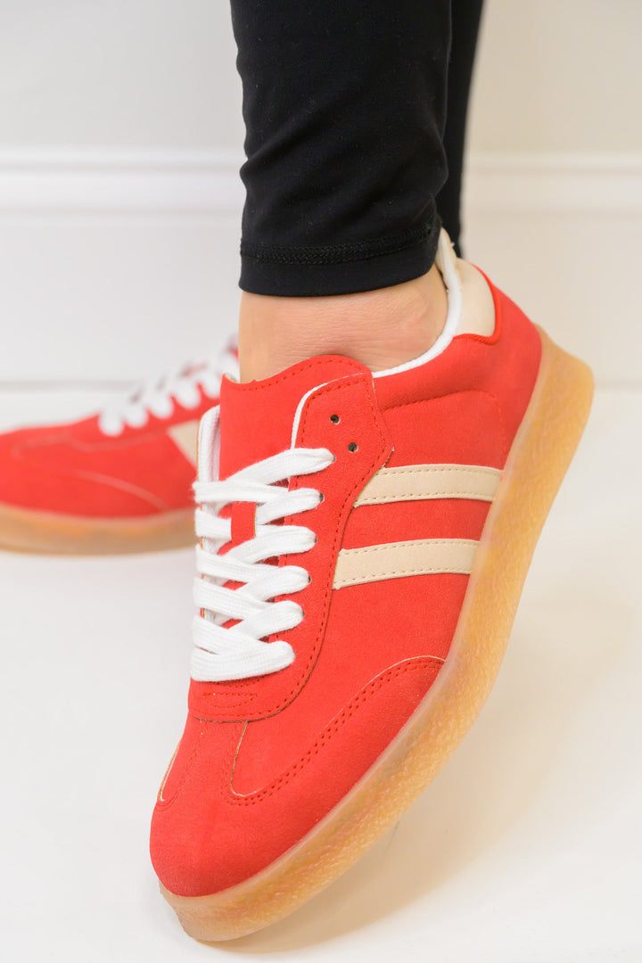 Christi Double Stripe Sneakers - Vintage Red