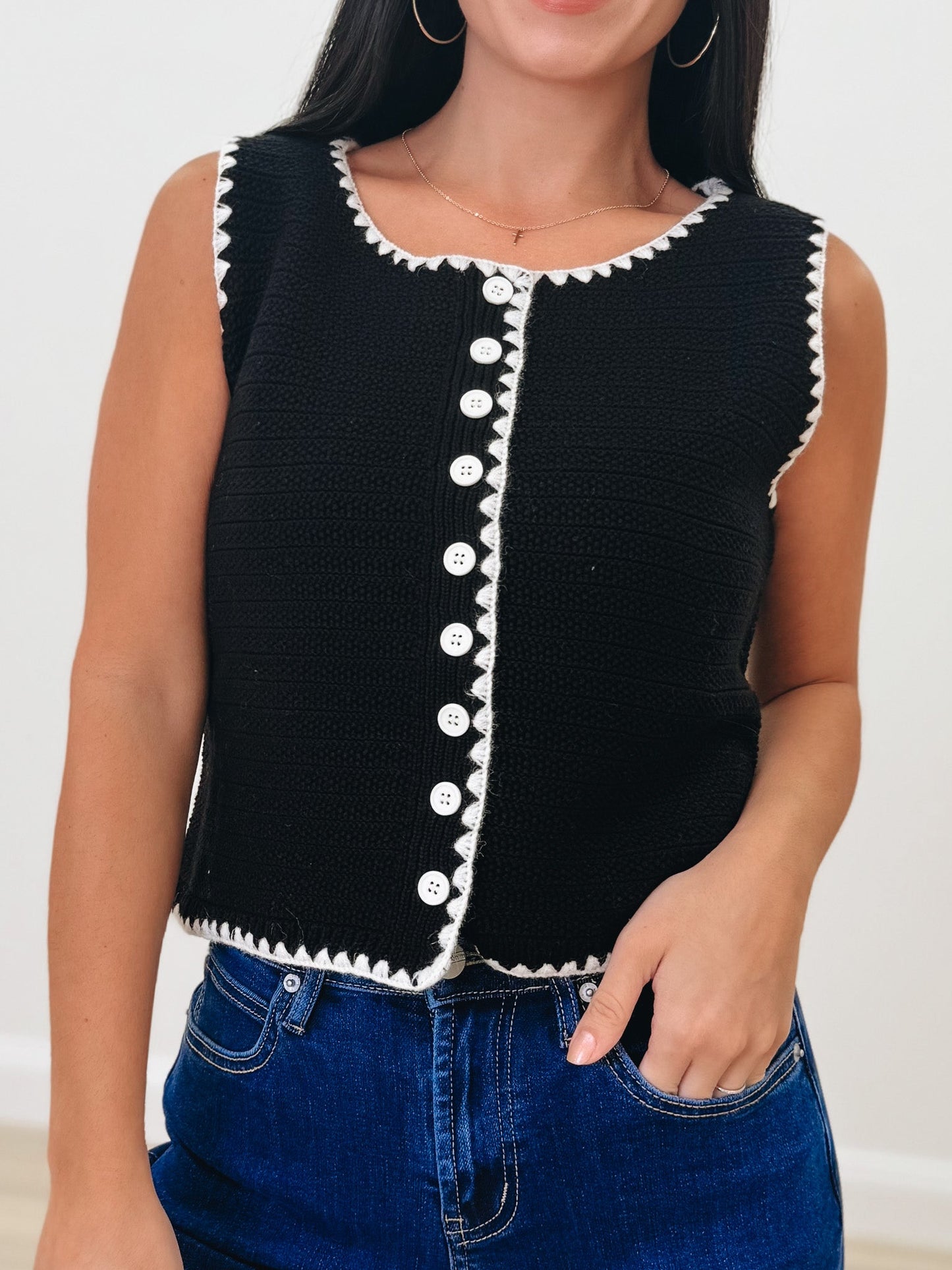 Simple Charm Button Down Vest - 2 colors!