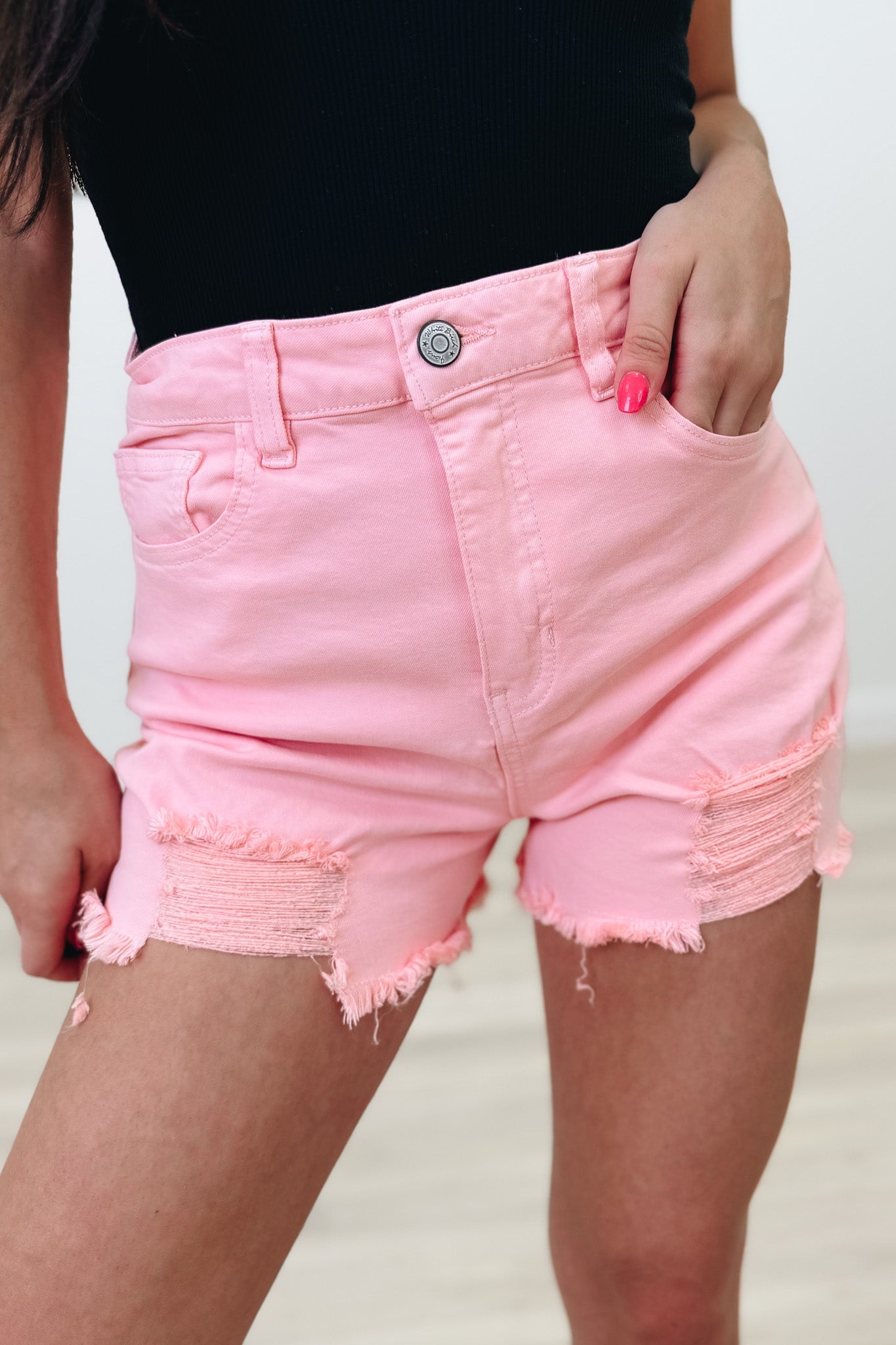 Heatwave By White Birch - Mid Rise Distressed Shorts - 4 Colors!