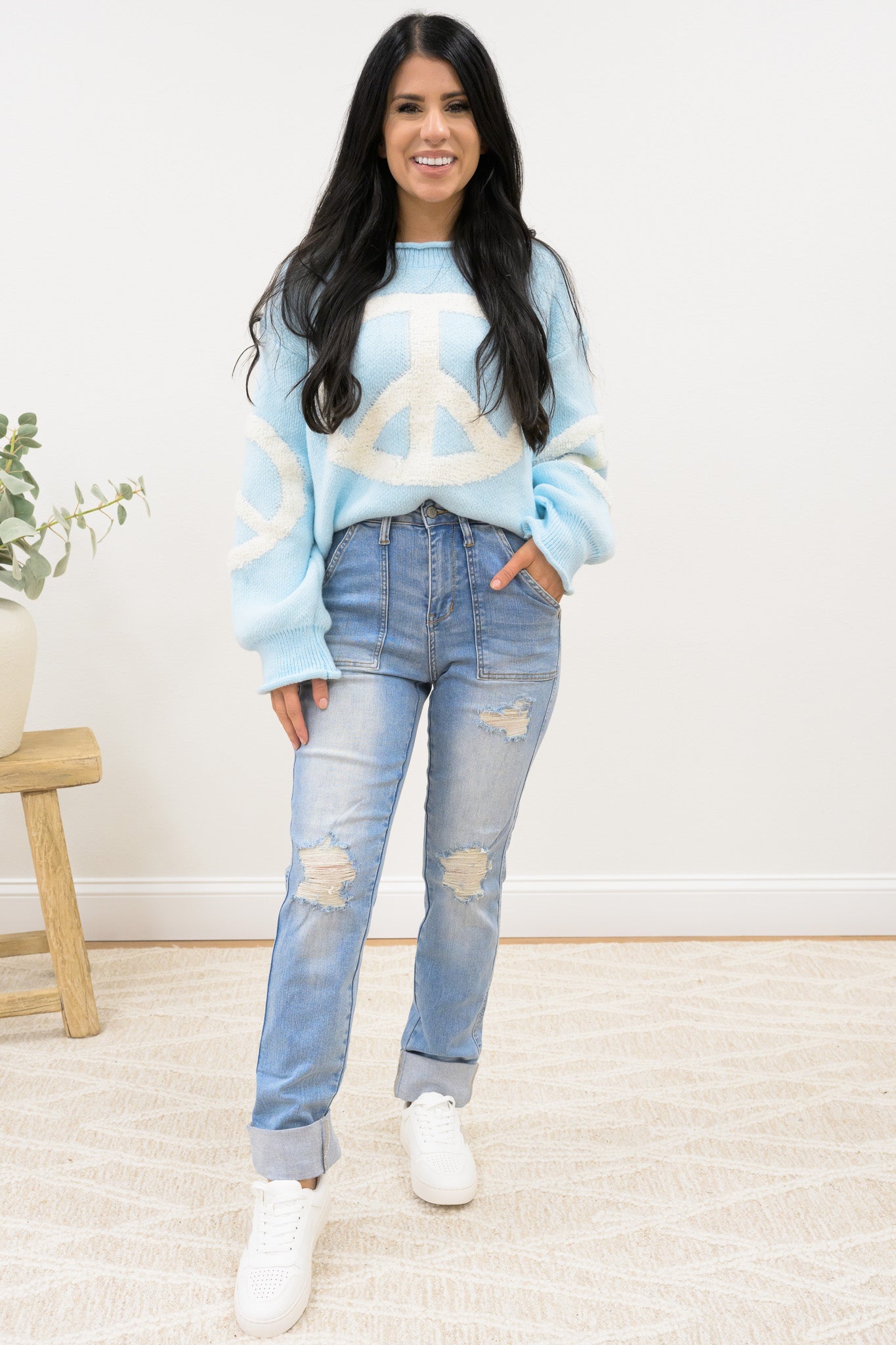 Globe Trotter By Judy Blue - High Rise Patch Pocket Destroy Boyfriend Jeans