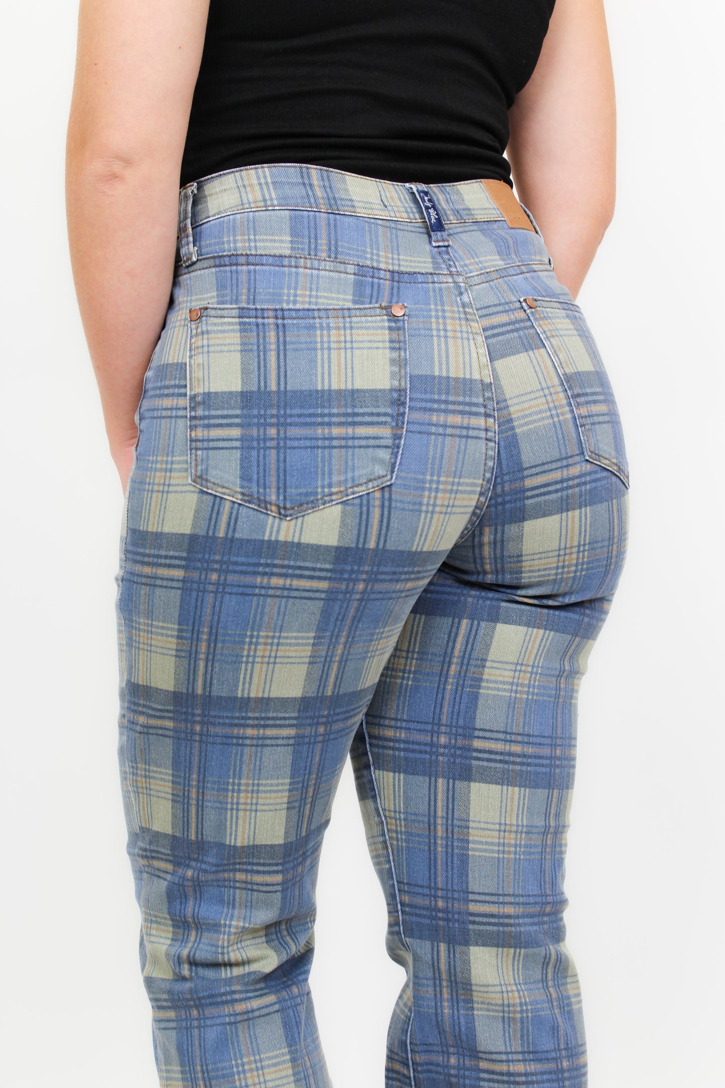 Judy Blue Vintage Plaid Straight Jeans