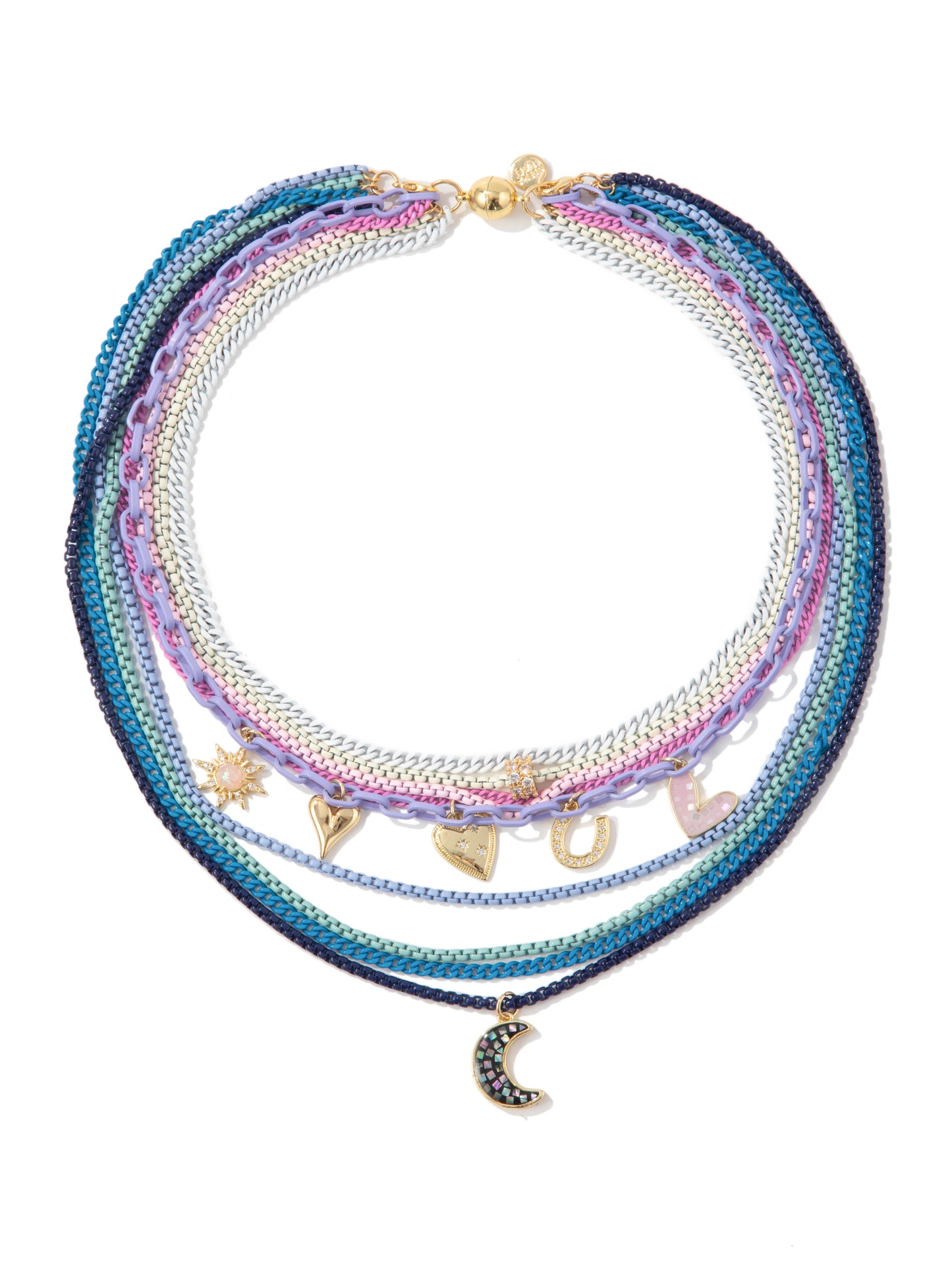 Rainbow Rhapsody Layered Charm Necklace - Pastel Dream