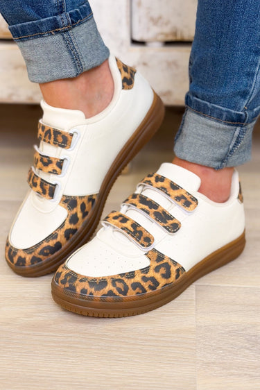 Gana Velcro Strap Casual Sneakers - Leopard - By Alexa Rae