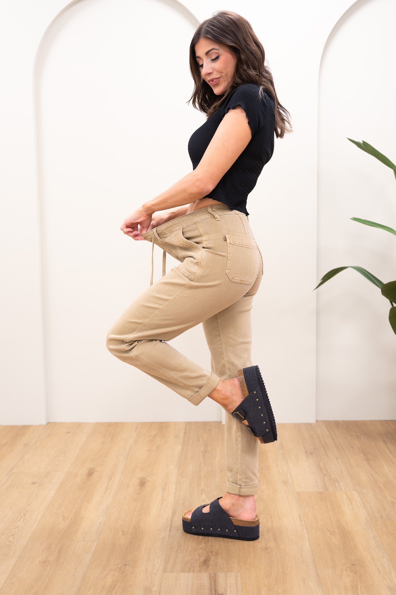 Judy Blue Icing On The Cake Garment Dyed Cuffed Joggers - Khaki