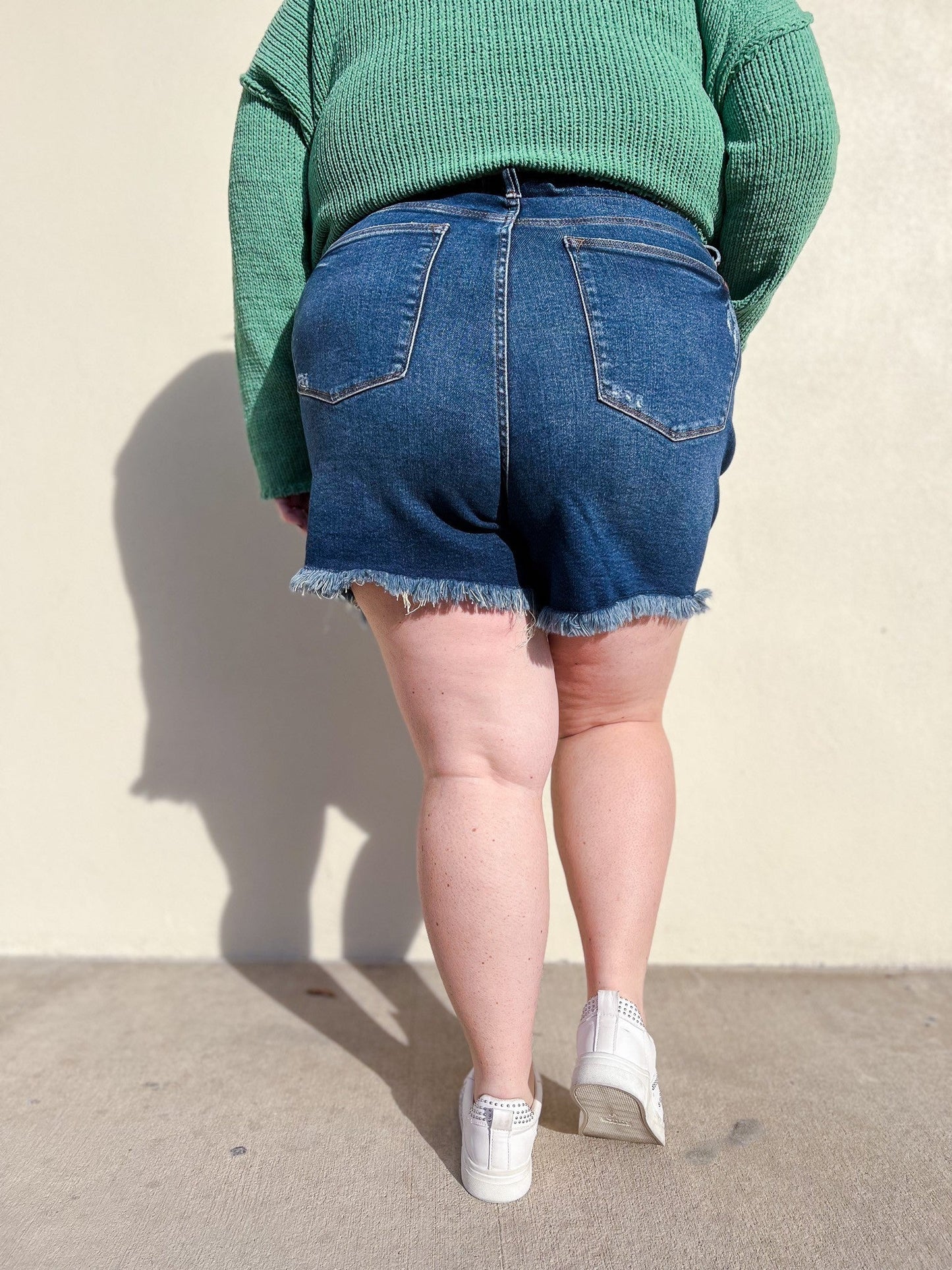Judy Blue Here Comes The Sun High Rise Rigid Magic Frayed Hem Shorts