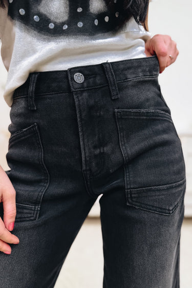 Long Time Coming By Vervet - High Rise Barrel Jeans - Black - By Alexa Rae