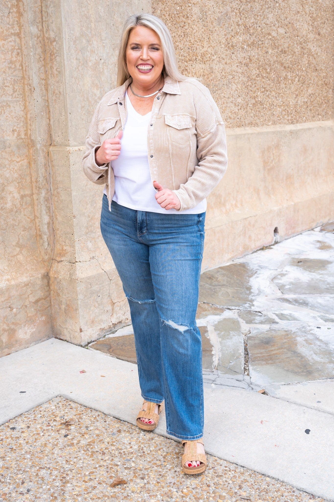 Judy Blue Walk In The Park High Rise Tummy Control Knee Destroy Straight Jeans