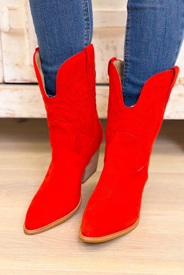 Nicole Western Mid Boots - Red - By Alexa Rae