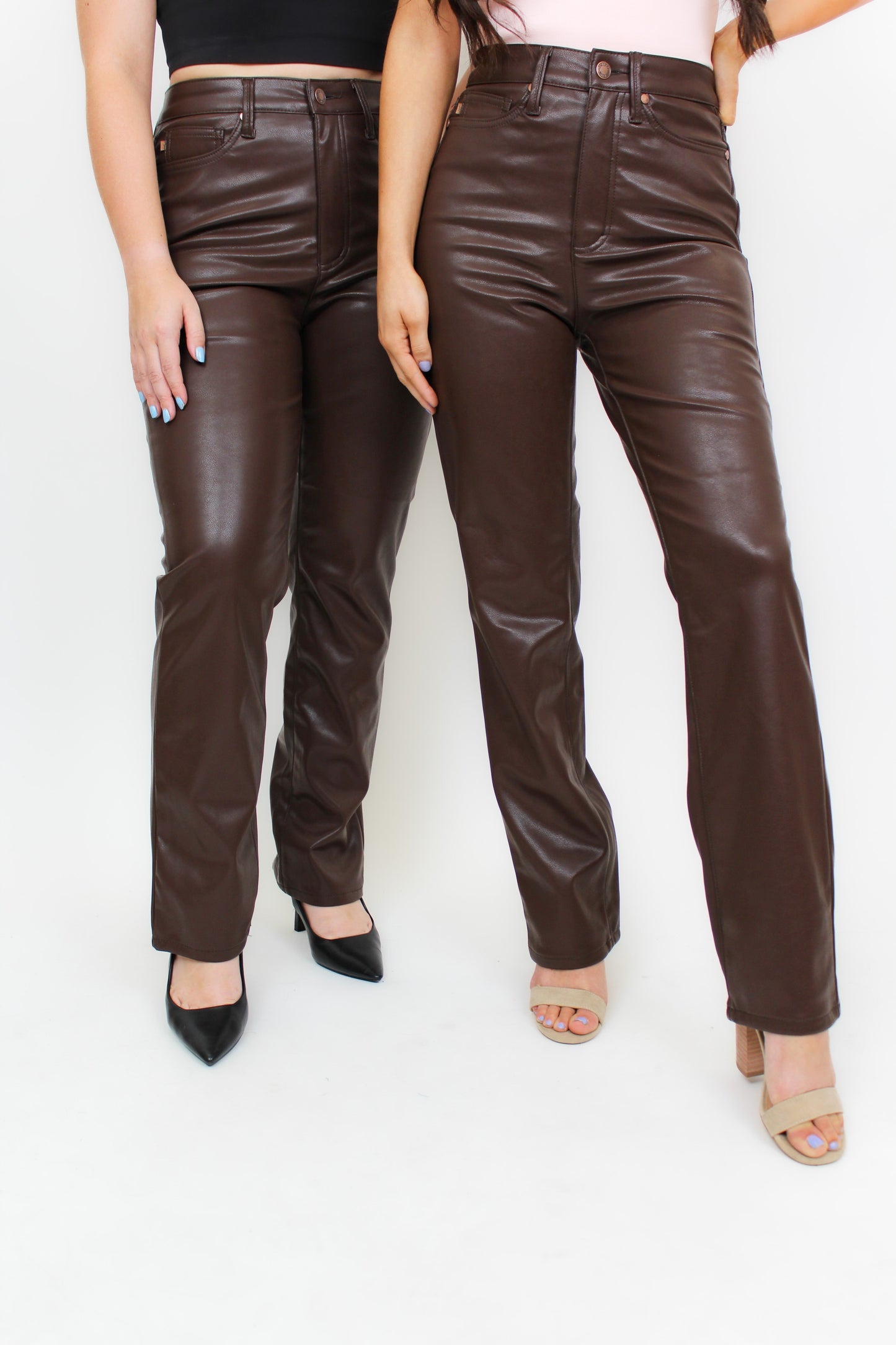 Judy Blue Tummy Control Faux Leather Pants - Espresso