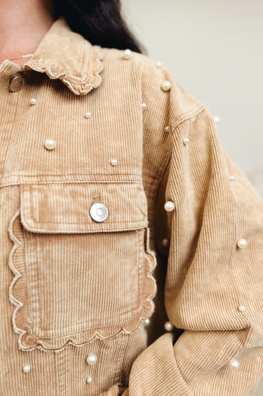 Pearls On Repeat Corduroy Jacket - By Alexa Rae