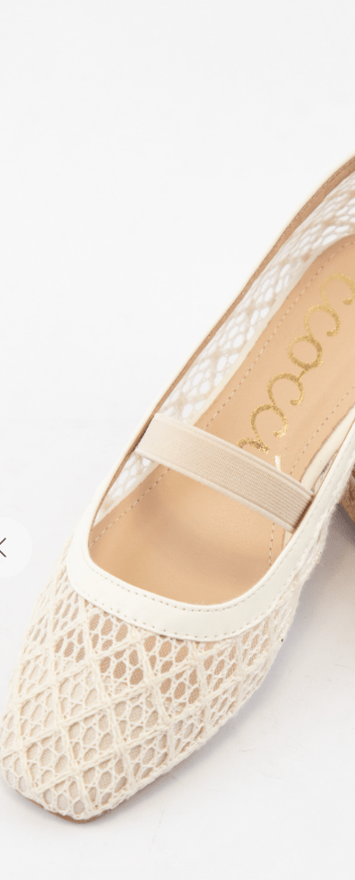 Regina Square Toe Flats - Cream - By Alexa Rae