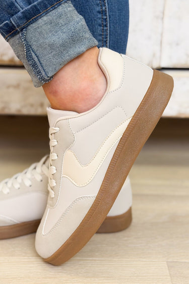 Remus Retro Stripe Sneakers - Beige - By Alexa Rae