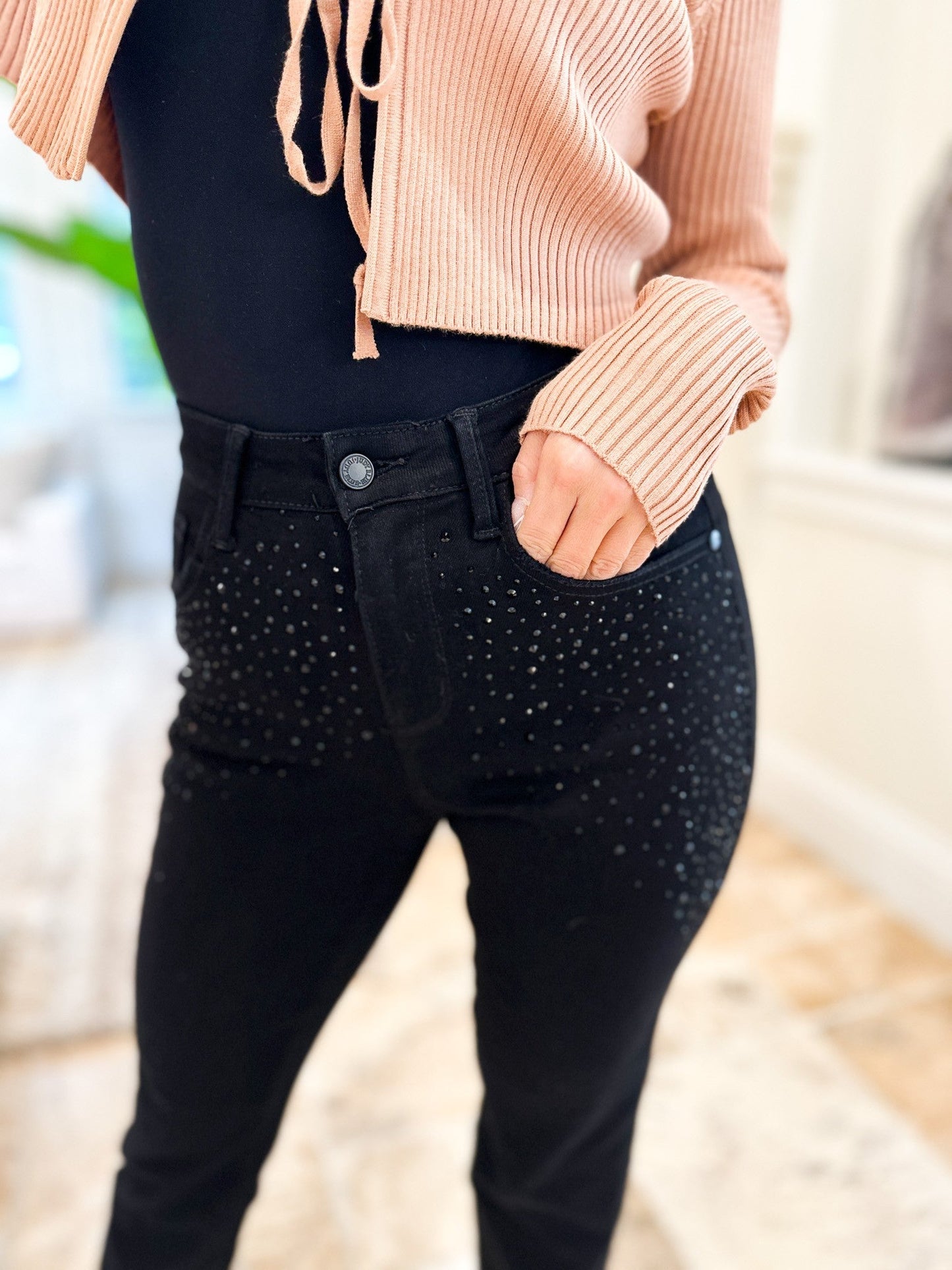 Judy Blue Raise Your Glass High Rise Rhinestone Embellished Jeans