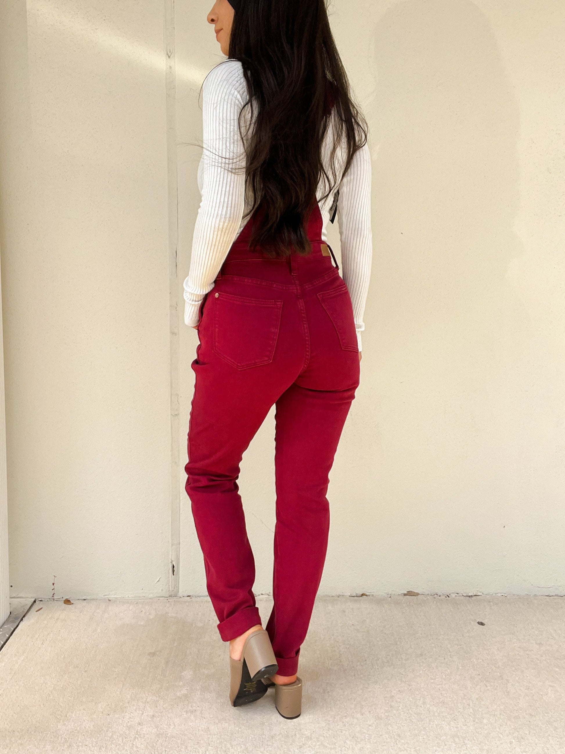 Judy Blue Work It Overalls - Maroon