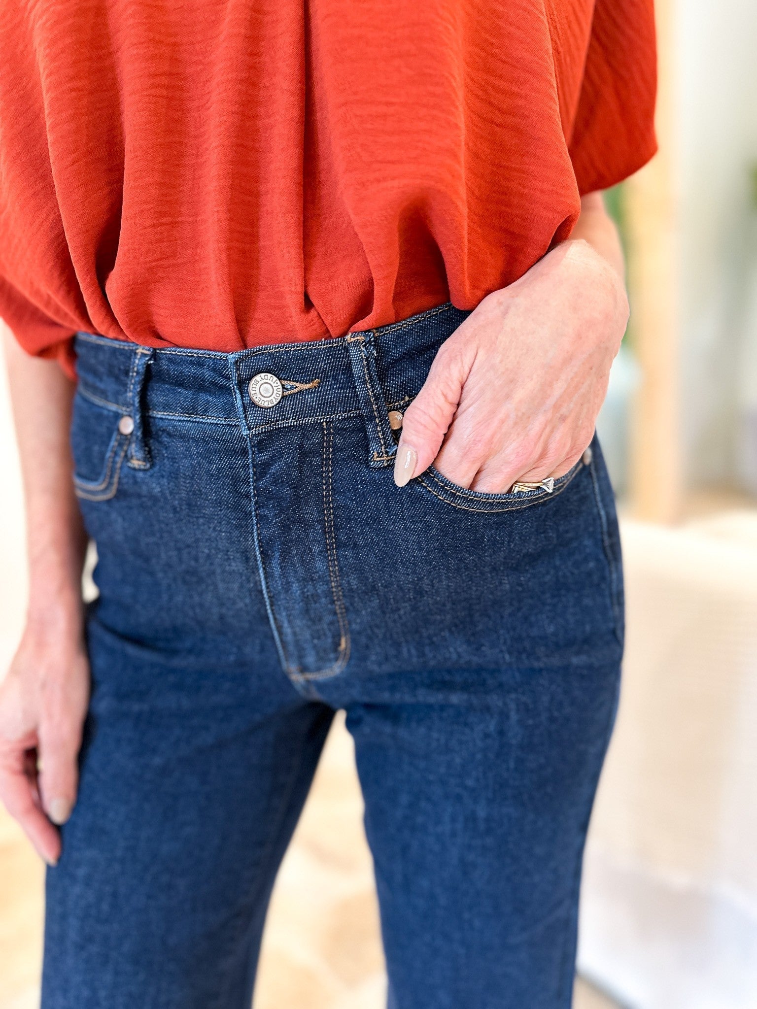 Judy Blue Cute As A Button High Rise Tummy Control Crop Wide Jeans