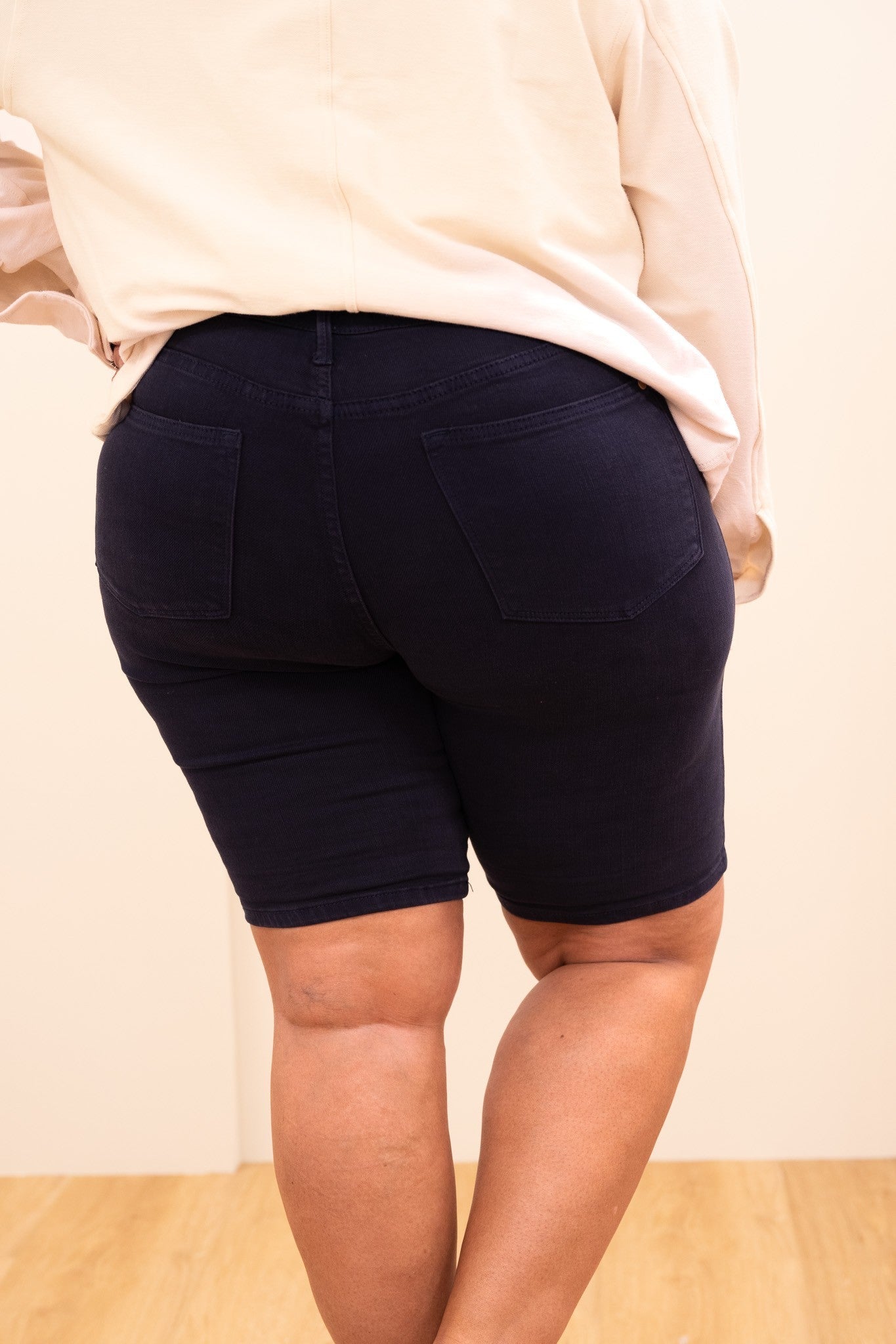 Judy Blue Babe Watch High Rise Tummy Control Bermuda Shorts - Navy