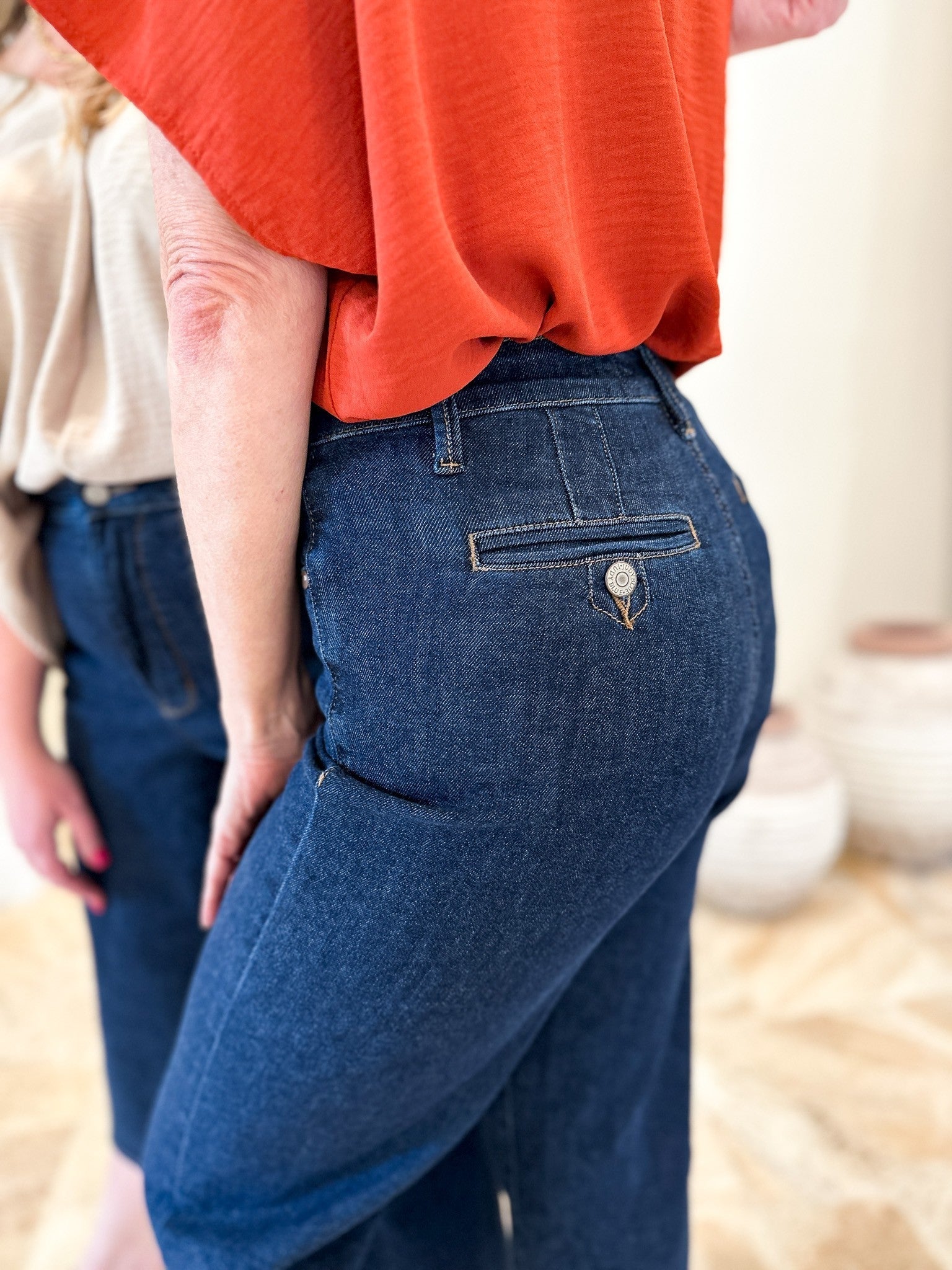 Judy Blue Cute As A Button High Rise Tummy Control Crop Wide Jeans