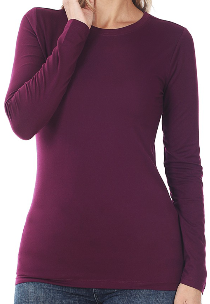 Slimming Long Sleeve Round Neck Tee