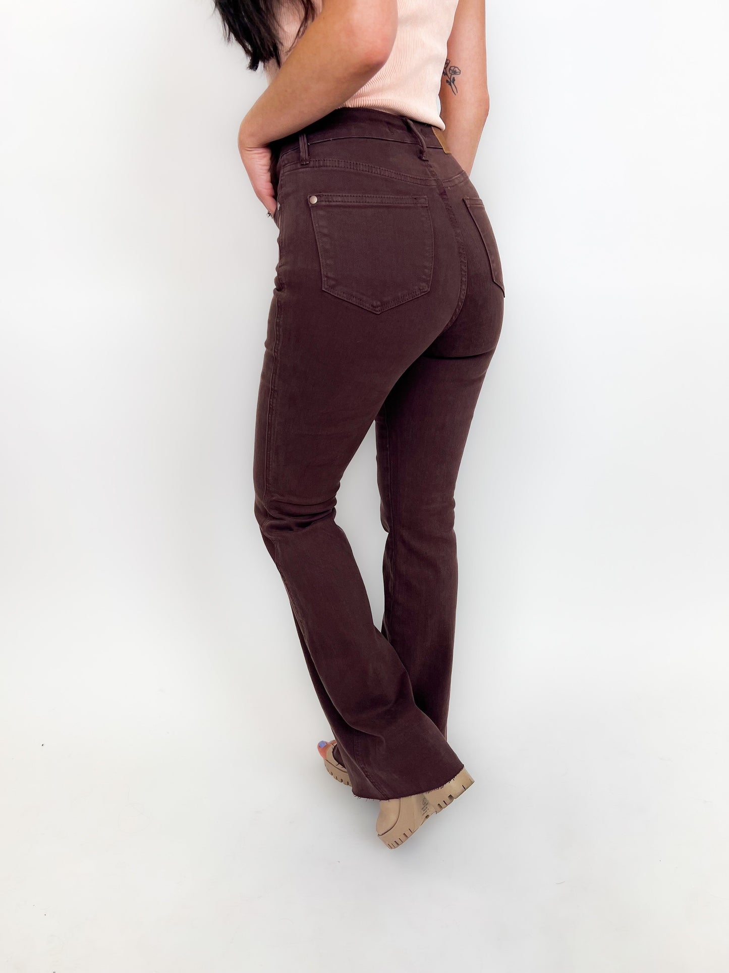 Judy Blue Tummy Control Flare Jeans - Espresso