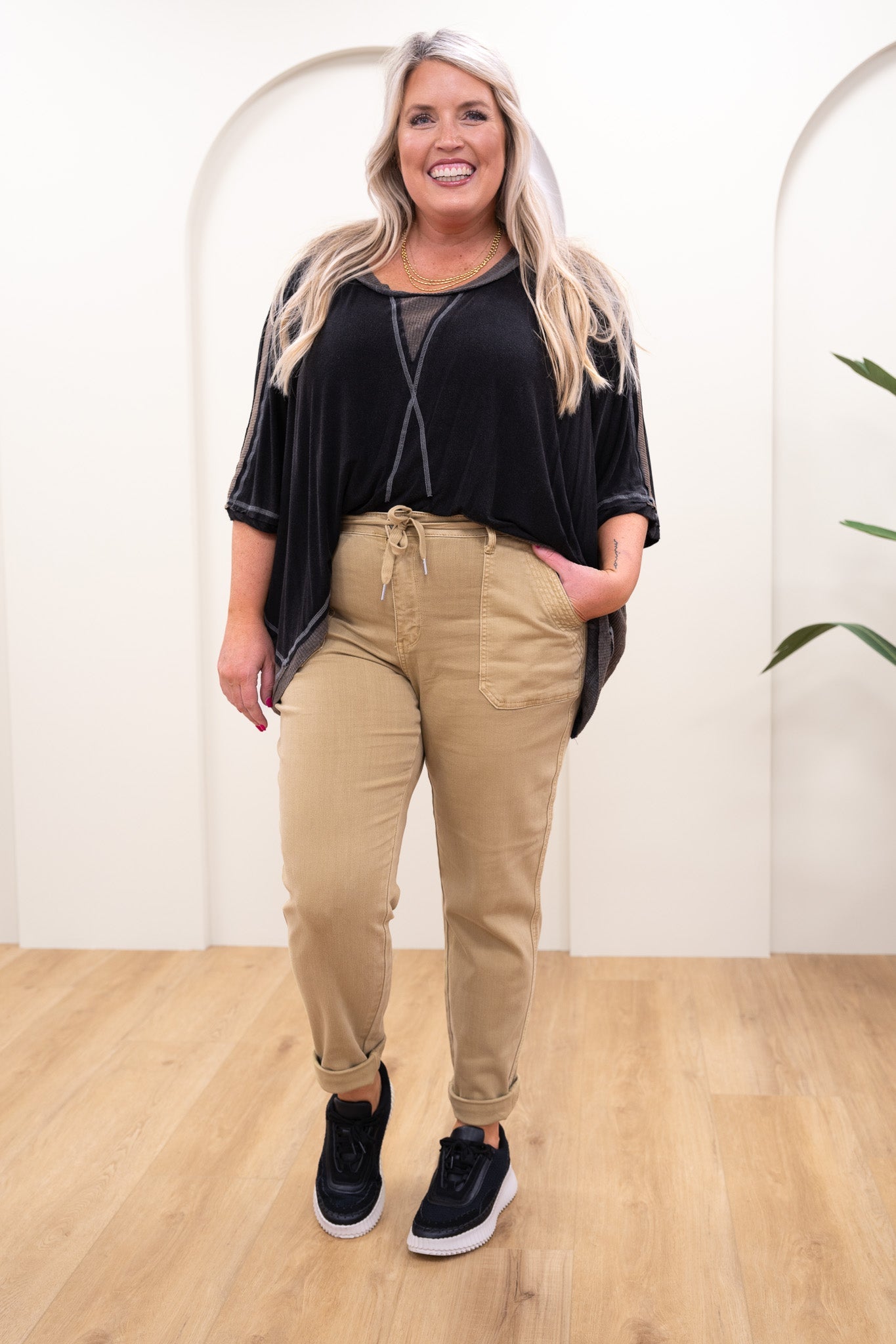 Judy Blue Icing On The Cake Garment Dyed Cuffed Joggers - Khaki