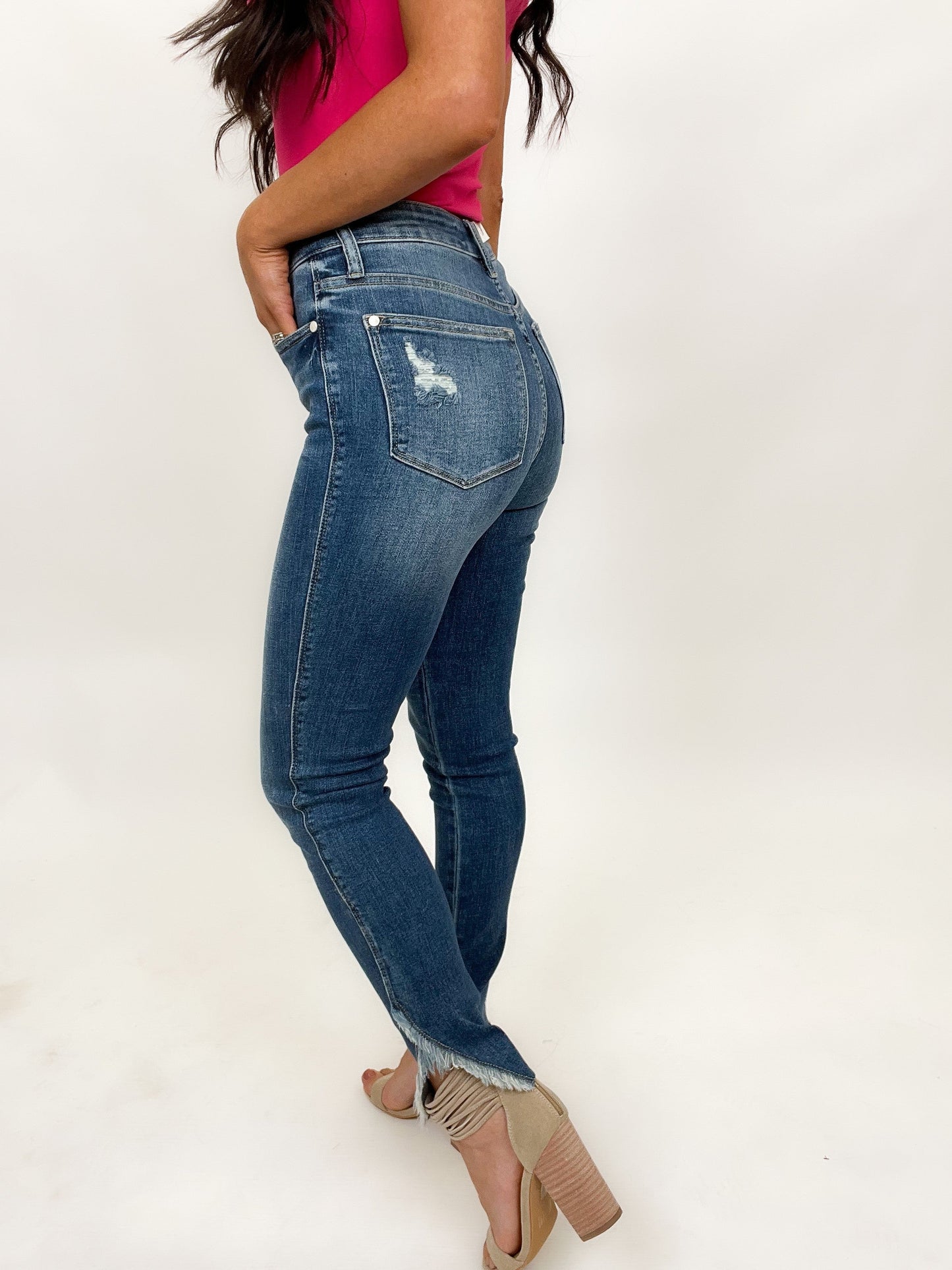 Judy Blue High Waist Hem Detailed Skinny Jeans