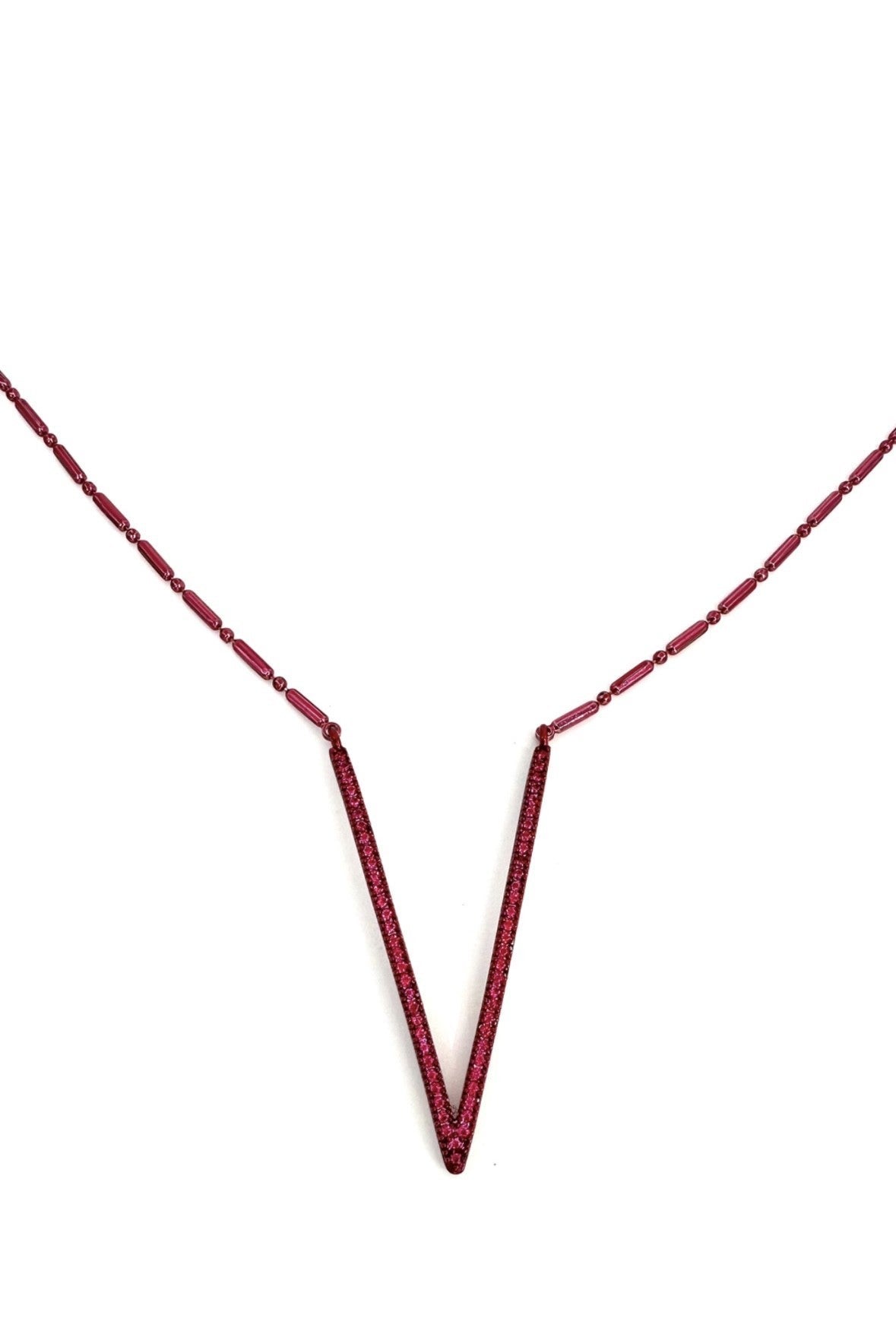 Valentine Necklace - Liquid Metallic Ruby Kiss