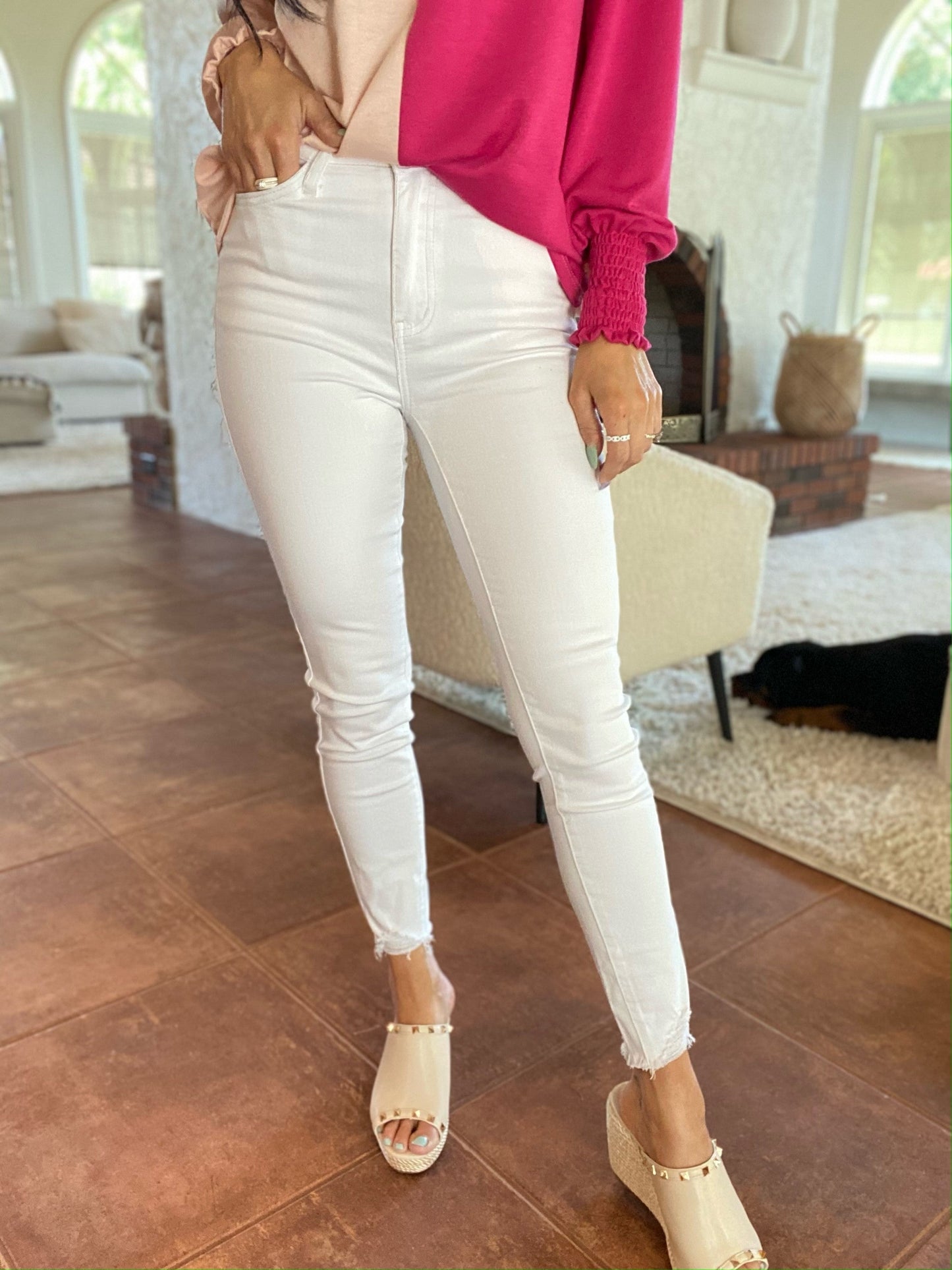 Judy Blue The Bee's Knees High Wast White Skinny Jeans