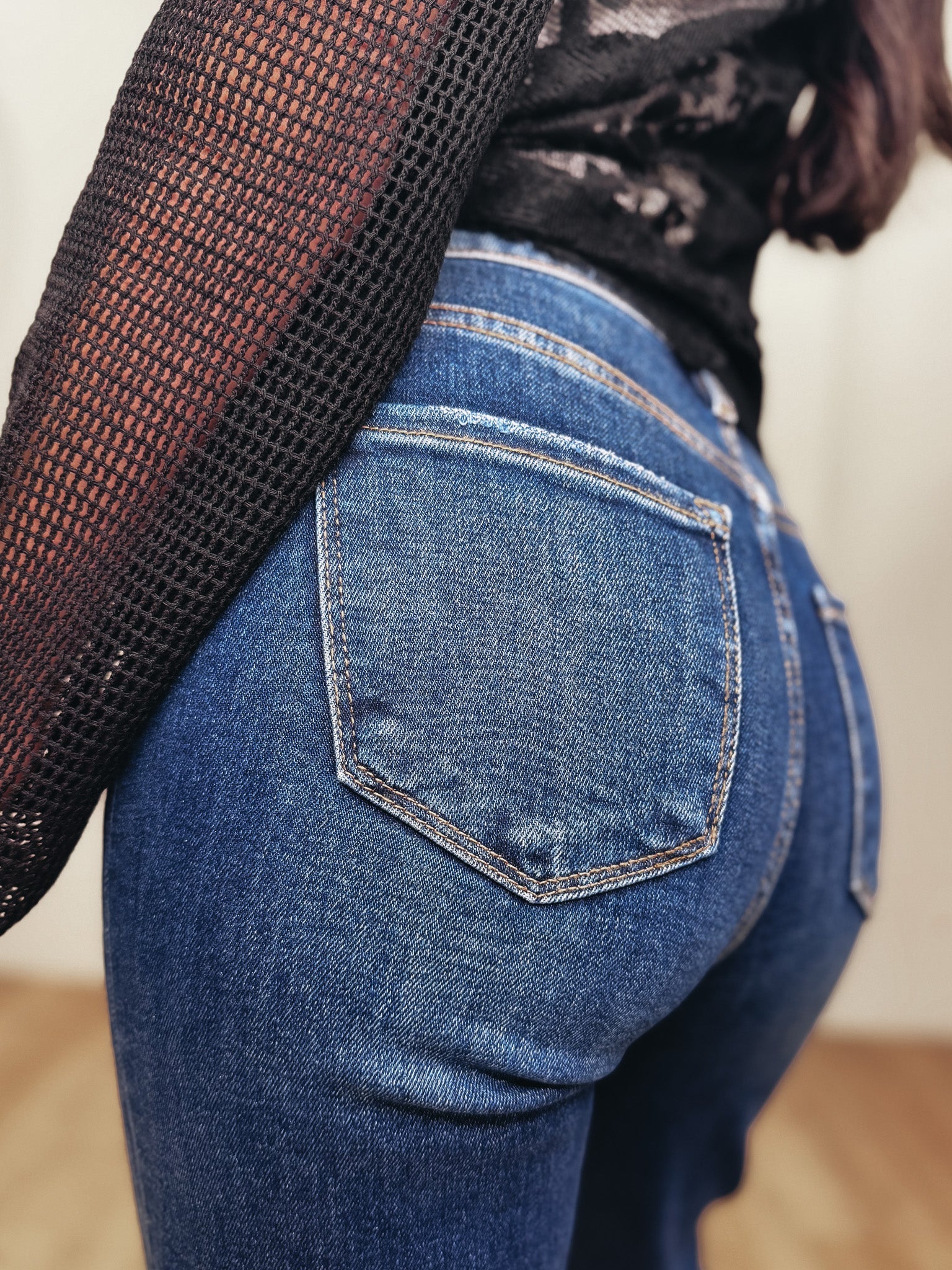 The Main Character By Risen - High Rise Tummy Control Straight Jeans - Dark