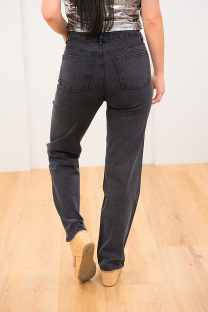 Star Studded By Blue B. - High Rise Rhinestone Front Denim Jeans - Black