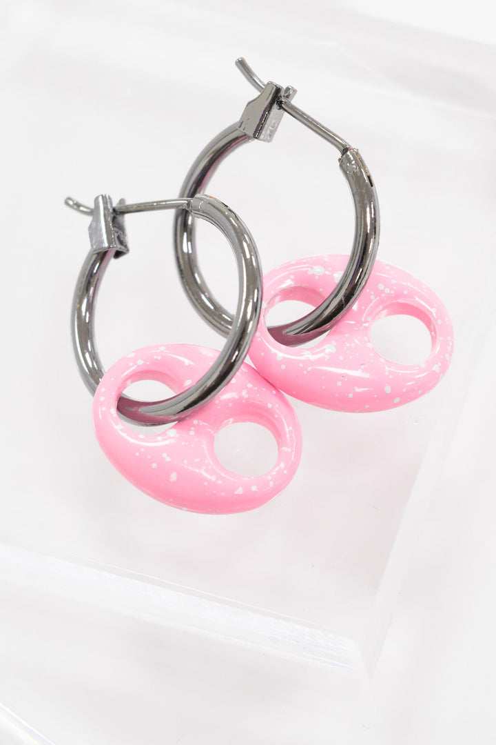 Alaia Earrings - Gunmetal Candy Pink