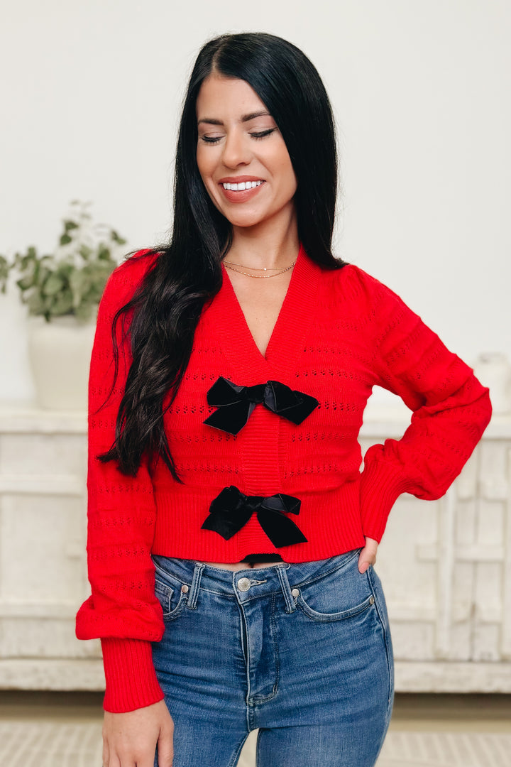 Open Surprise Bow Cardigan