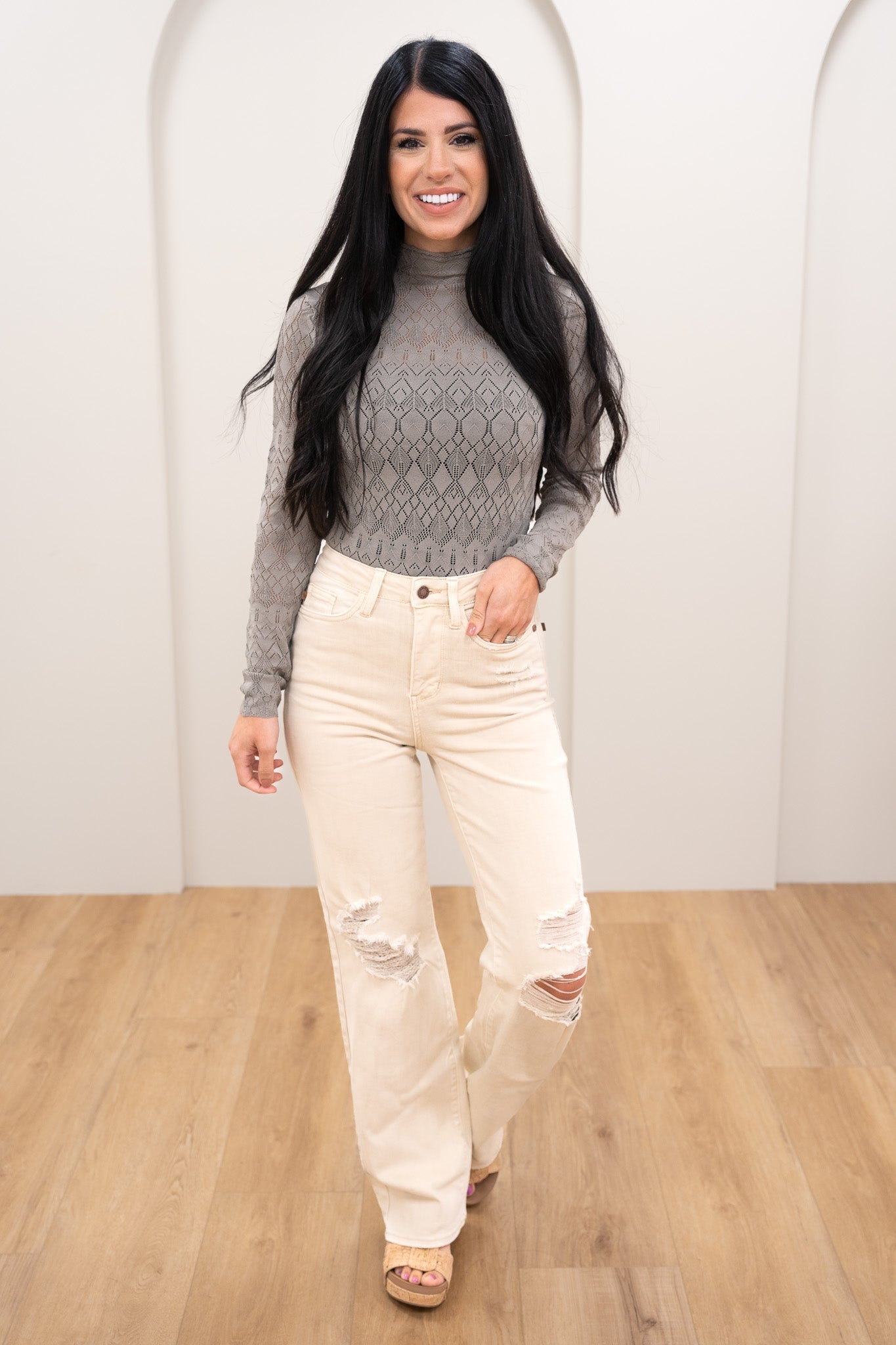 Judy Blue Uptown Funk High Rise Garment Dyed Distressed 90's Straight Jeans