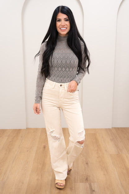 Judy Blue Uptown Funk High Rise Garment Dyed Distressed 90's Straight Jeans