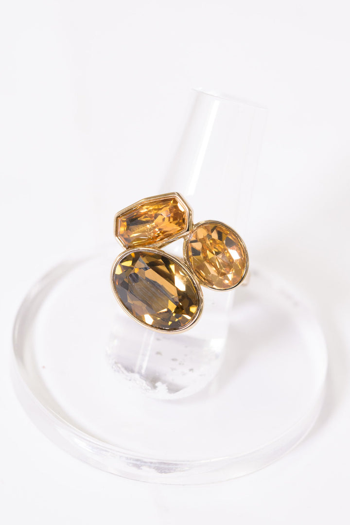 Etta Ring Oval - Metallic Linen Amber