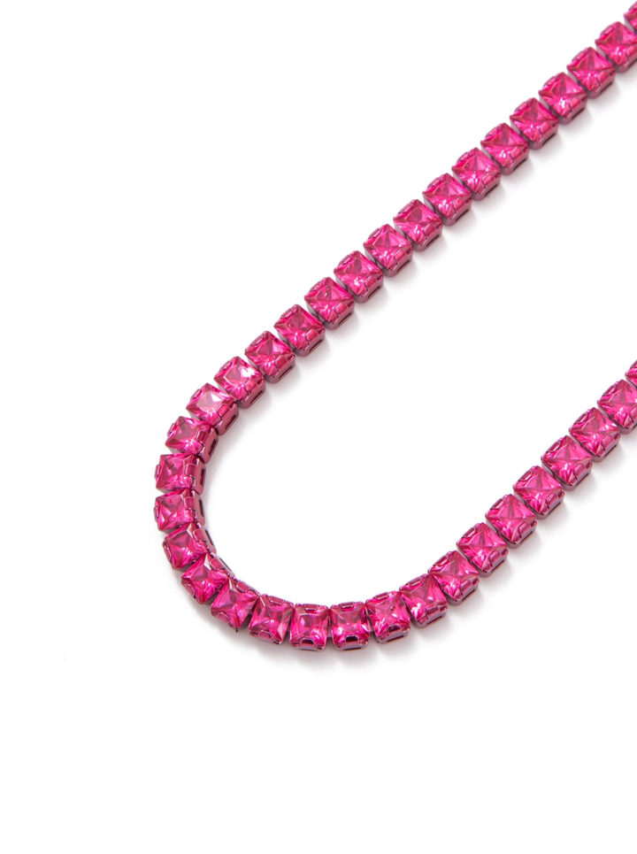 Walk This Way Necklace - Liquid Metallic Ruby Kiss