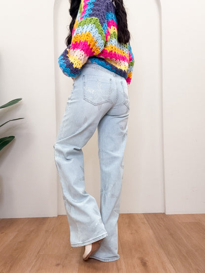 Blowin In The Wind By Vibrant M.i.U - Rhinestone Wide Leg Jeans