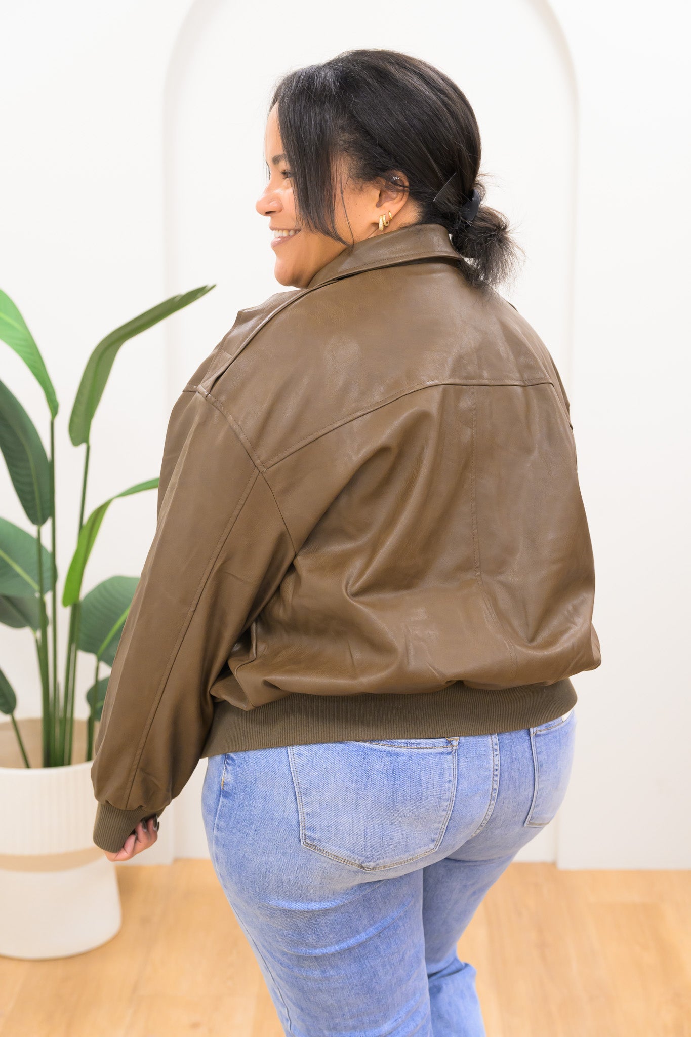 Stay With Me Faux Leather Bomber Jacket